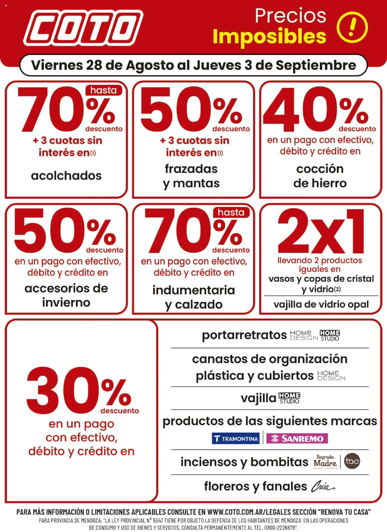 Coto - Renova Clases │ válido desde el 28/08/2026 | Página: 1 | Productos: Vajilla, Vasos, Portarretratos
