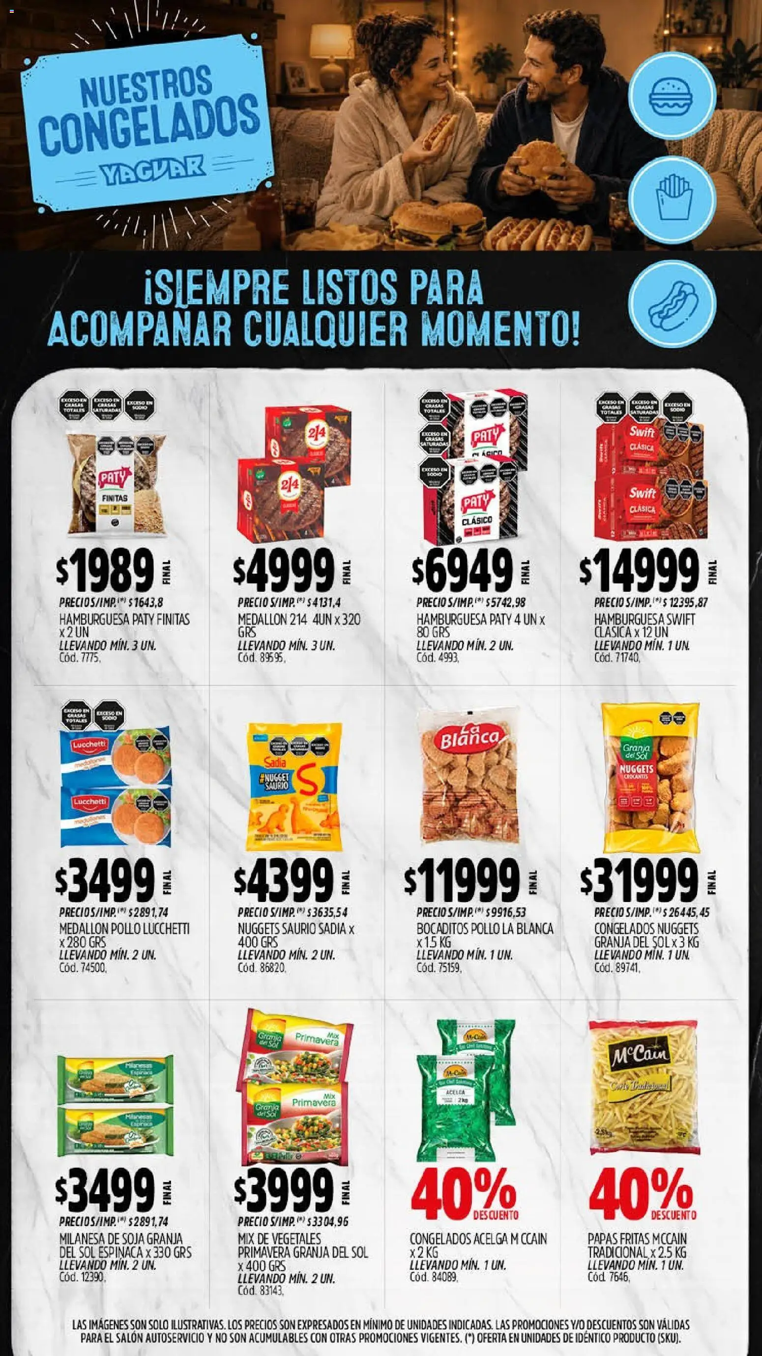 Yaguar catálogo │ válido desde el 14/09/2026 | Página: 12 | Productos: Acelga, Milanesa, Hamburguesa, Papas