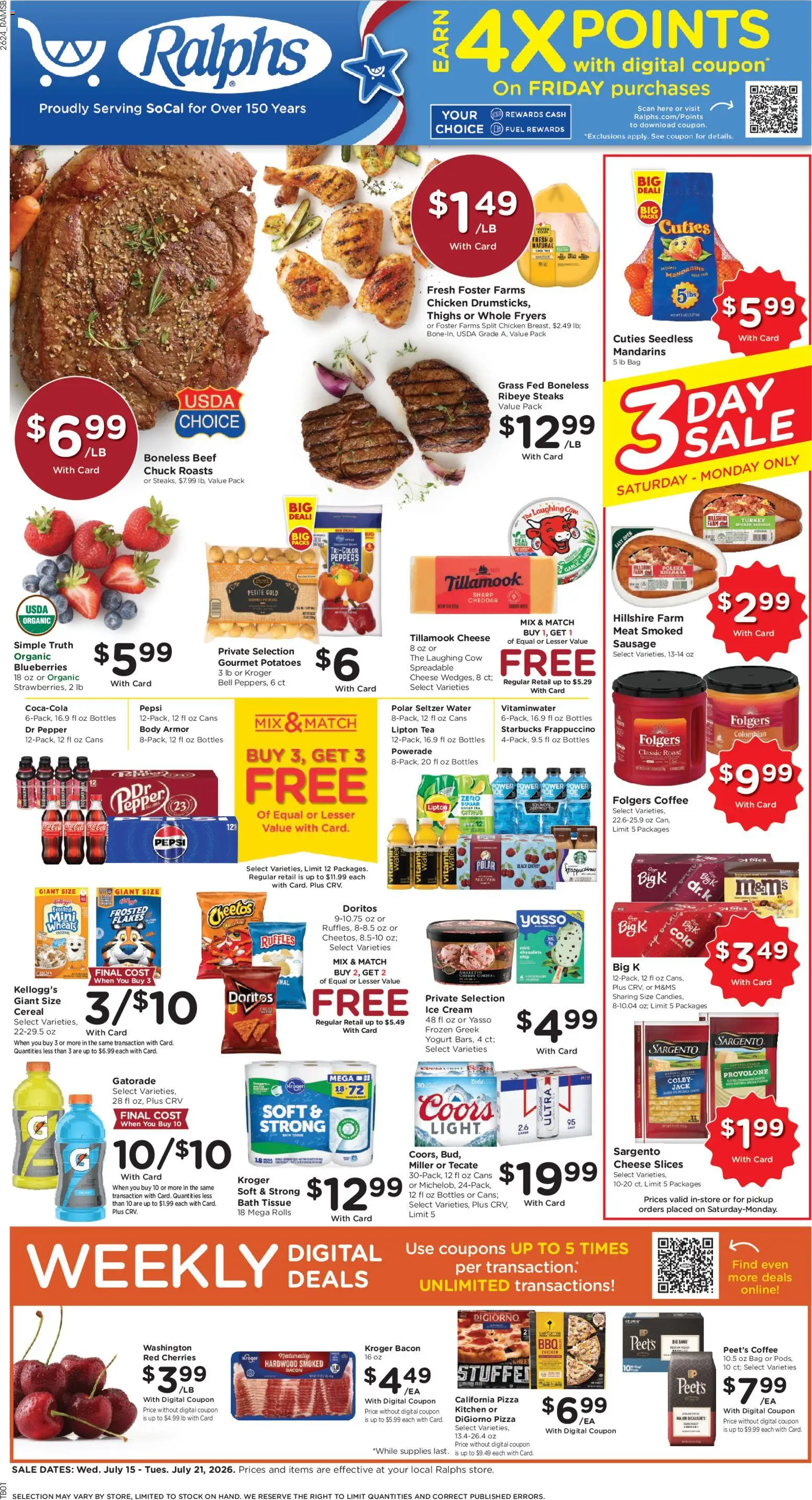 Ralphs Weekly Ad - valid from 07/15/2026 | Page: 1 | Products: Cherries, Yogurt, Sugar, Garlic