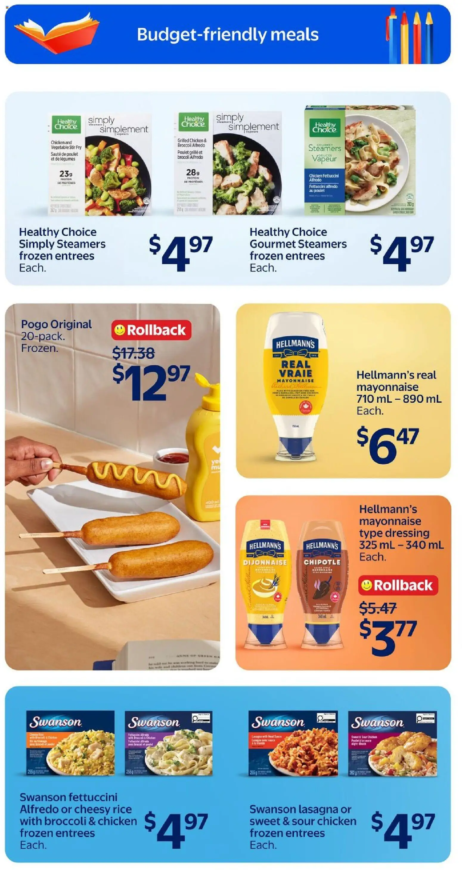 Walmart flyer valid from Aug 13, 2026 | Page: 28 | Products: Rice, Broccoli, Corn, Dressing