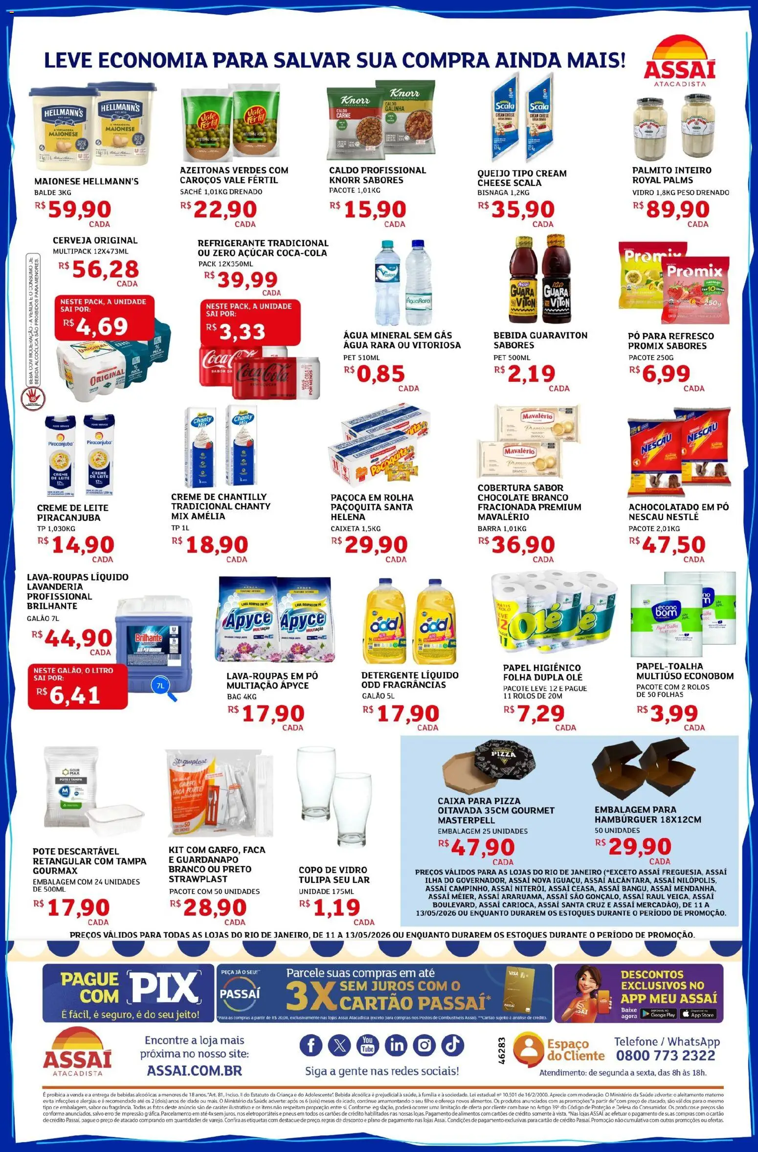 Assaí Atacadista Folheto - válido de 11.05.2026 | Página: 2 | Produtos: Pó, Detergente, Chocolate, Guardanapo