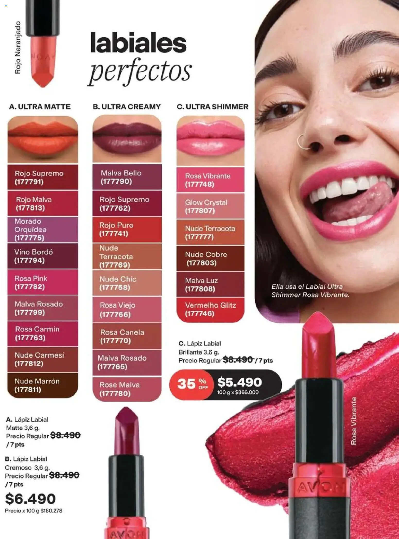 Catálogo Avon Campaña 14 │ válido desde el 15.09.2026 | Página: 22 | Productos: Lápiz labial, Orquídea, Labial, Cobre