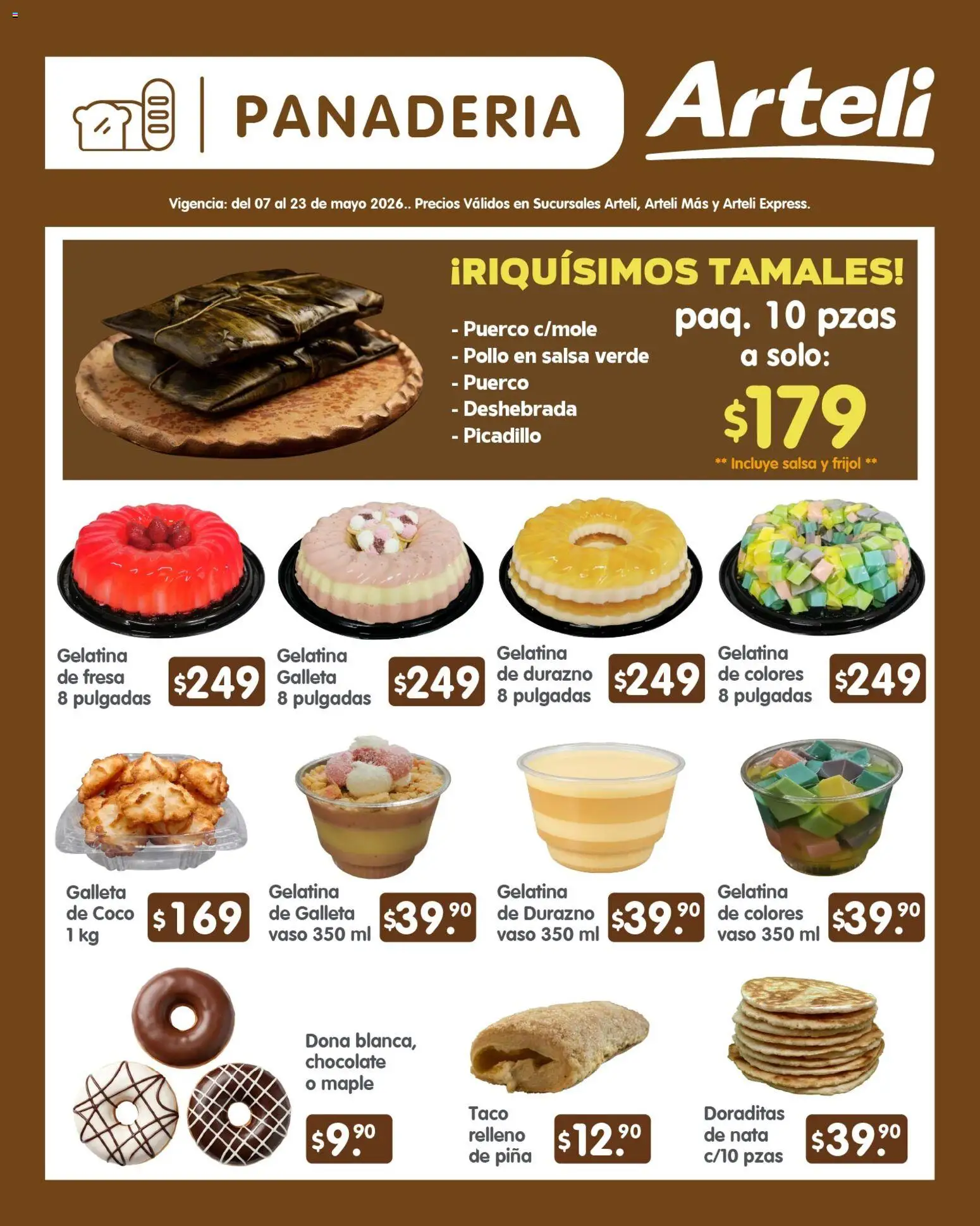 Nuevas ofertas de Arteli válidas en toda la República Mexicana desde el 07.05.2026. ¡Encuentra las mejores ofertas en Arteli folleto Quincenal! | Página: 8 | Productos: Fresa, Durazno, Chocolate, Taco