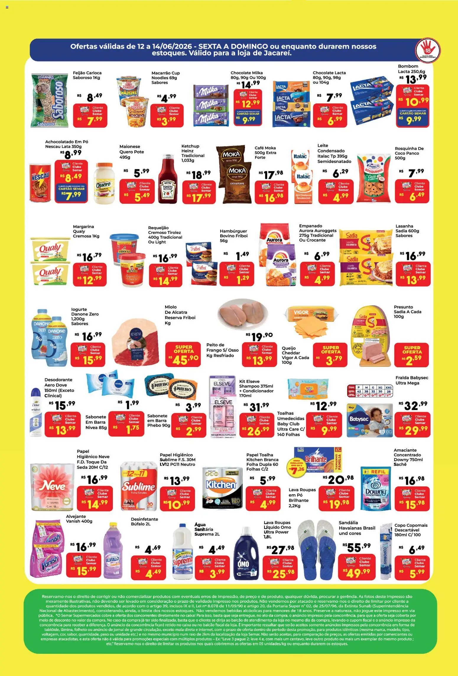 Semar Supermercado Folheto - válido de 12.06.2026 | Página: 2 | Produtos: Alvejante, Chocolate, Presunto, Roupas