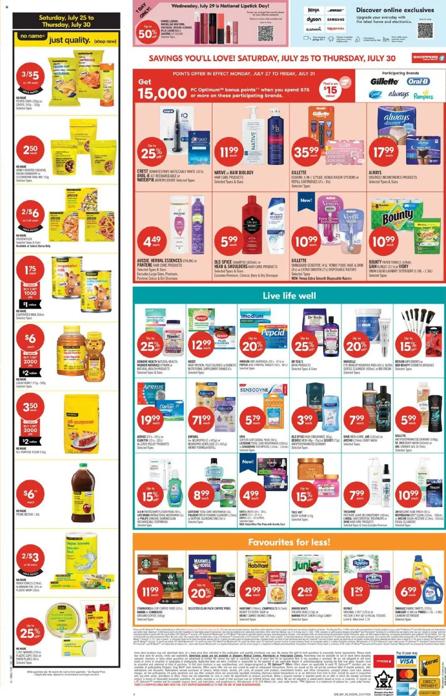 Shoppers flyer valid from Jul 24, 2026 | Page: 2 | Products: Lipstick, Shampoo, Makeup remover, Detergent