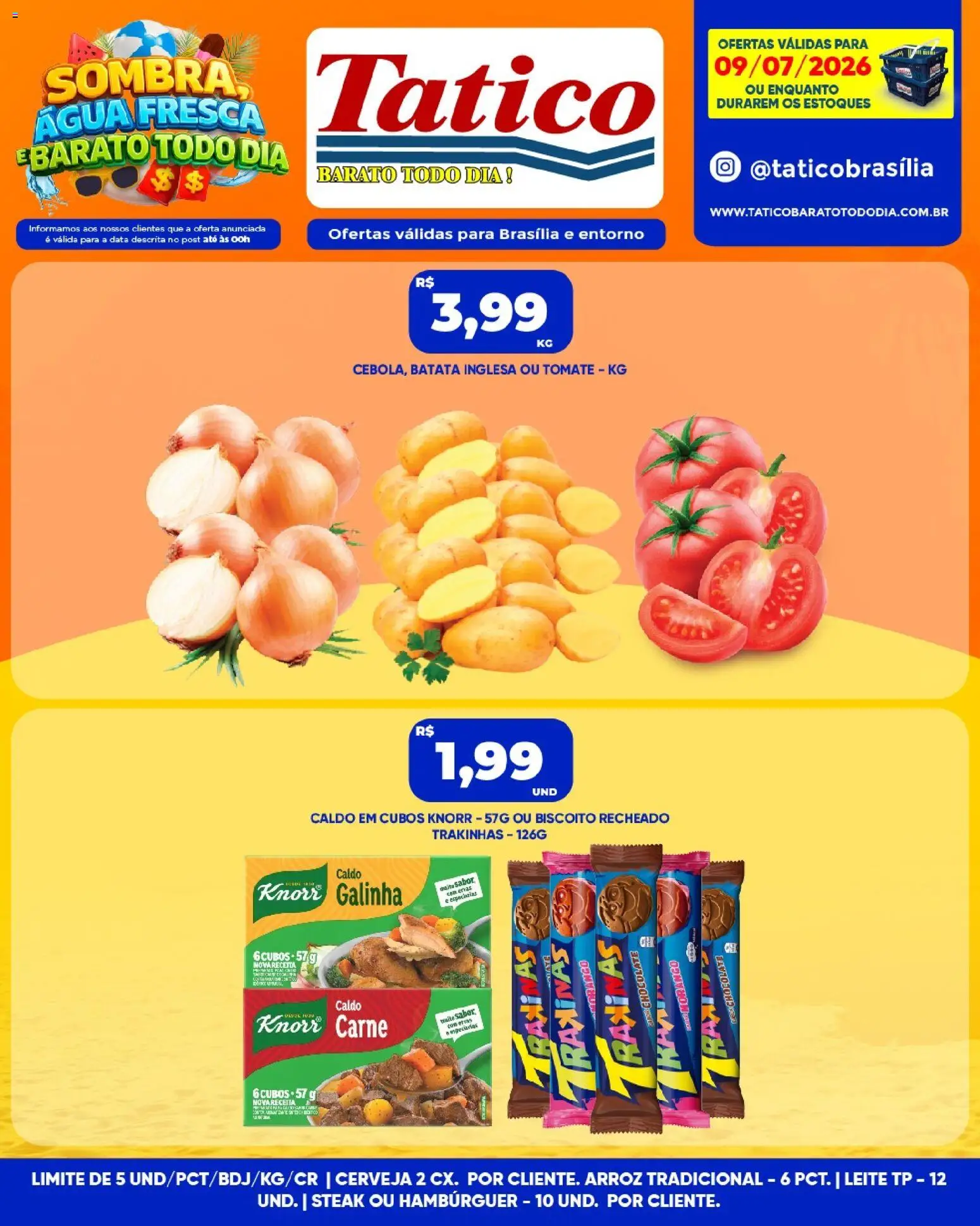 Tatico Folheto - válido de 09/07/2026 | Página: 3 | Produtos: Chocolate, Hambúrguer, Batata, Biscoito recheado