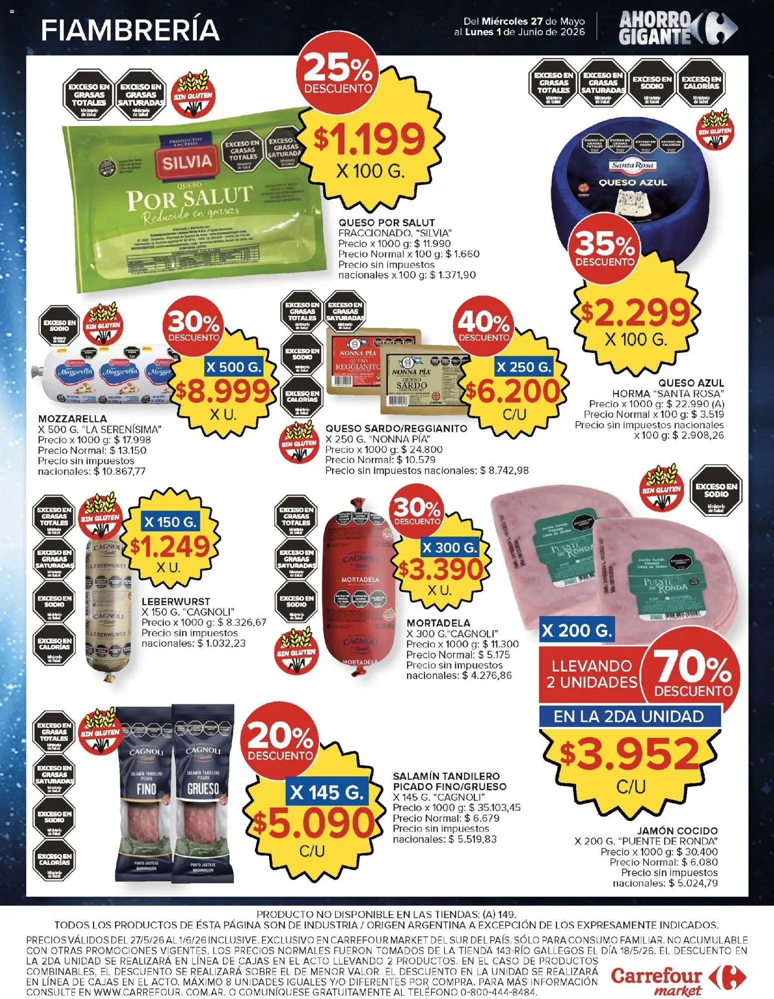 Carrefour Market catálogo │ válido desde el 27.05.2026 | Página: 10 | Productos: Teléfono, Jamón cocido, Mortadela, Queso