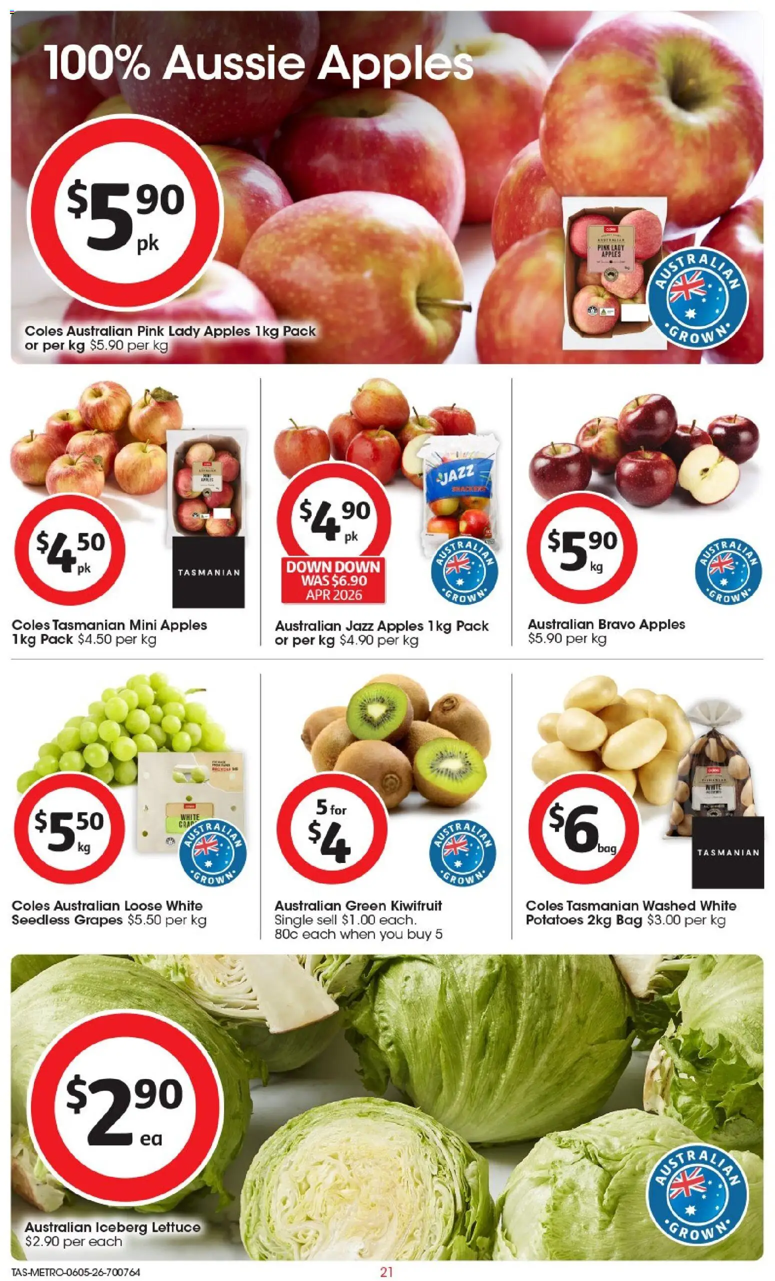 Coles catalogue - valid from 06.05.2026 | Page: 22 | Products: Lettuce, Apples, Kiwifruit, Grapes