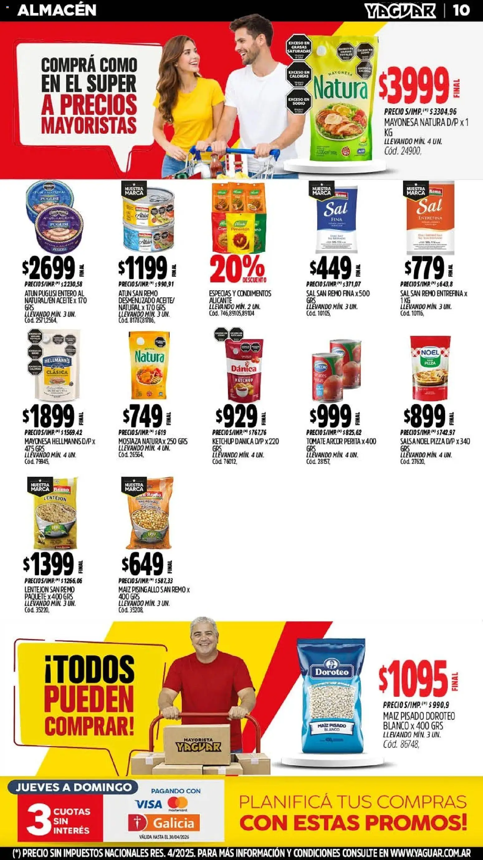 Yaguar - Oferta Semanal Mar del Plata │ válido desde el 11.05.2026 | Página: 10 | Productos: Mayonesa, Ketchup, Sal, Pimentón