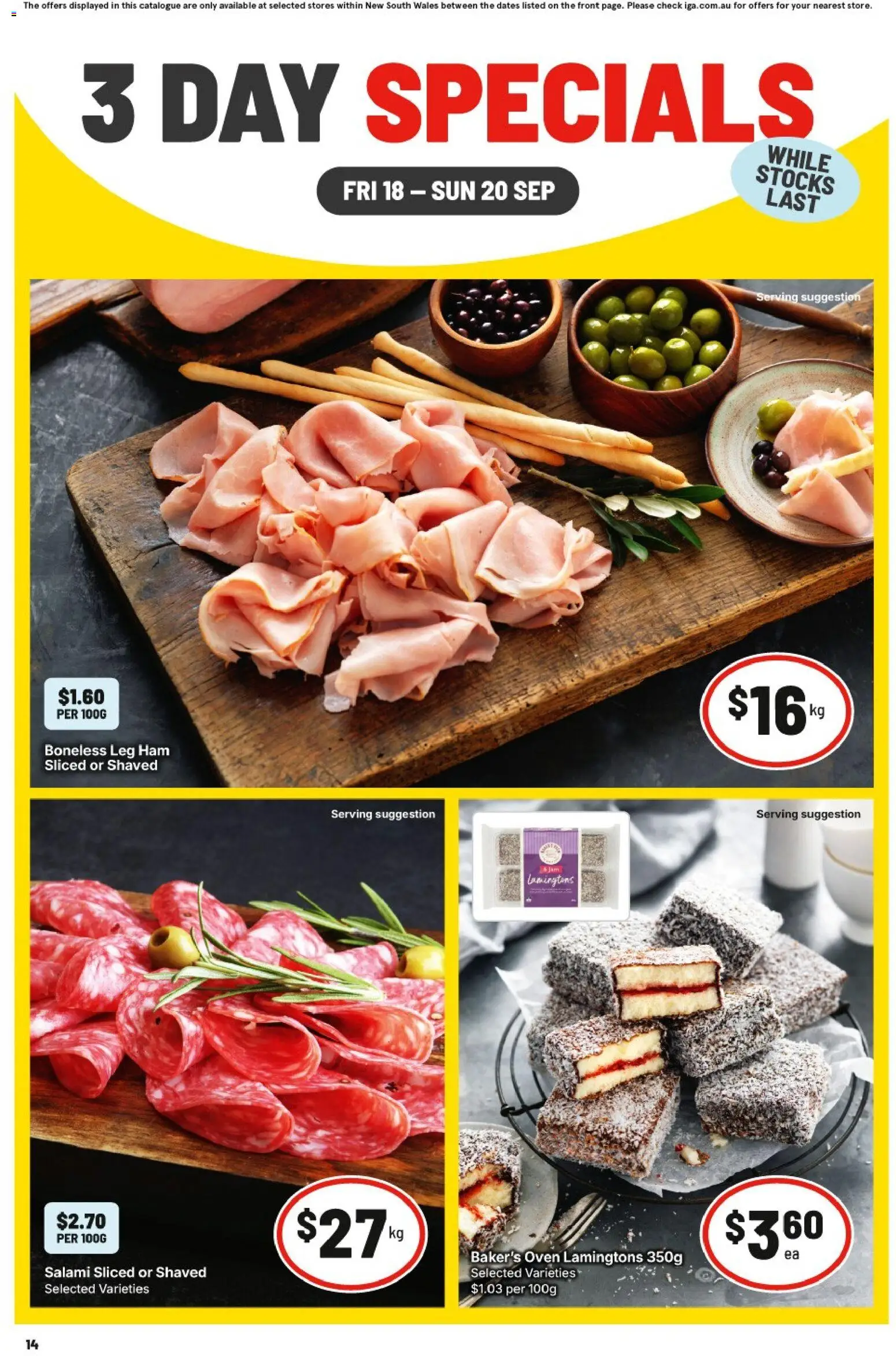 IGA catalogue - valid from 18/09/2026 | Page: 2 | Products: Salami, Ham, Jam, Oven