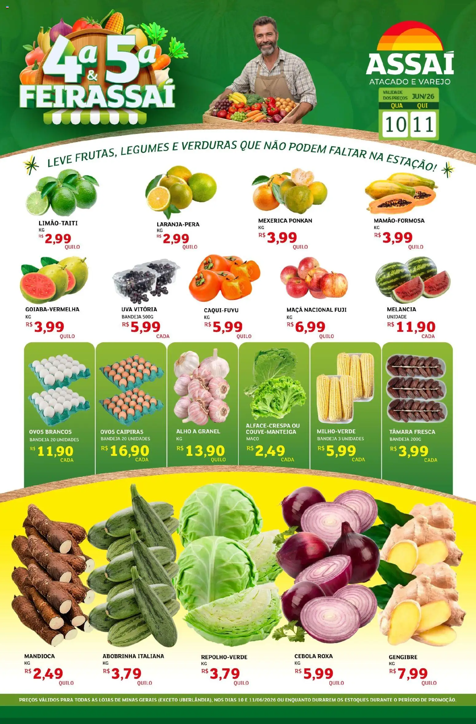 Assaí Atacadista Folheto - válido de 10.06.2026 | Página: 1 | Produtos: Mexerica, Alho, Cebola, Gengibre
