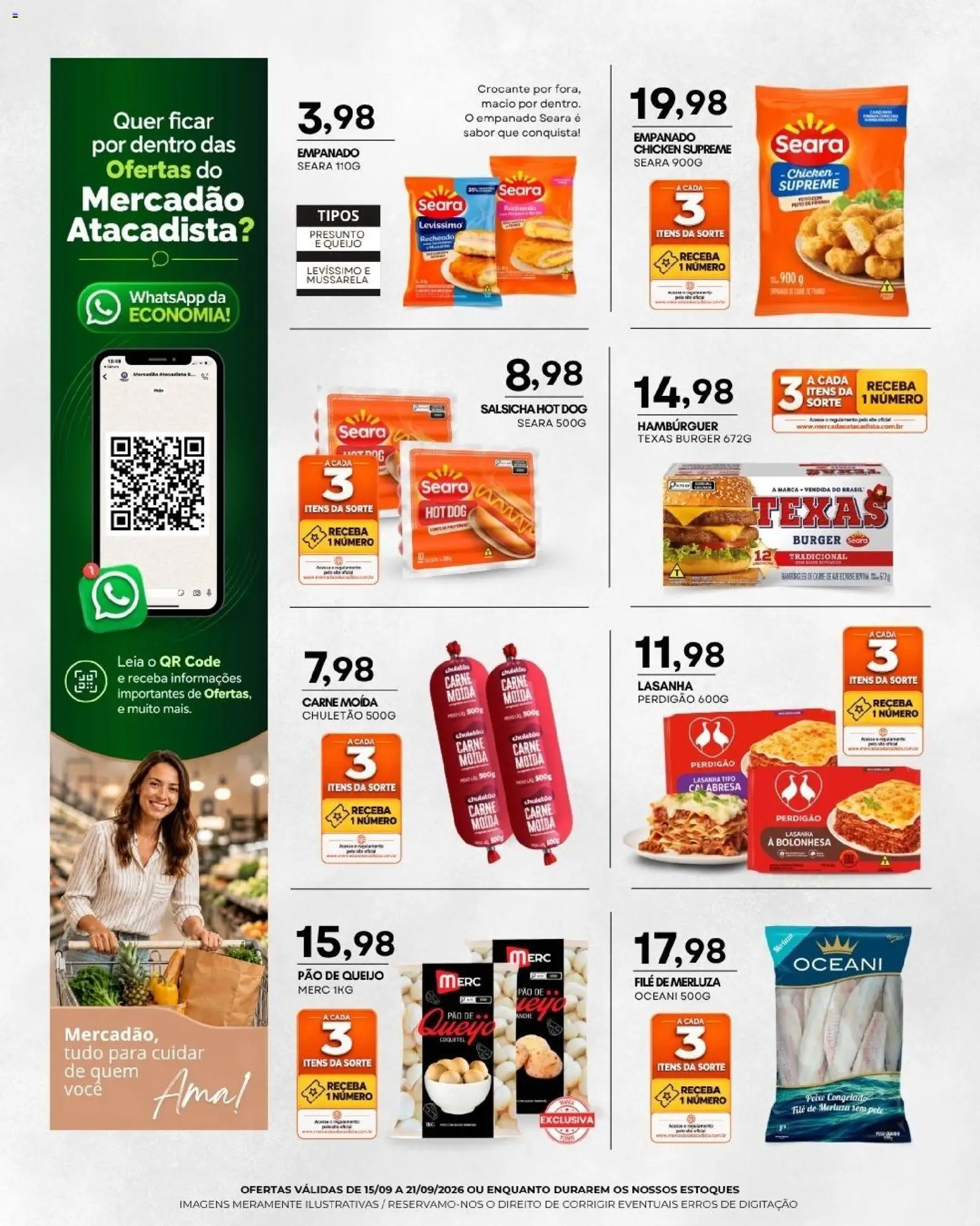 Mercadão Atacadista Folheto - válido de 15/09/2026 | Página: 3 | Produtos: Queijo, Pão, Peixe, Pão de queijo