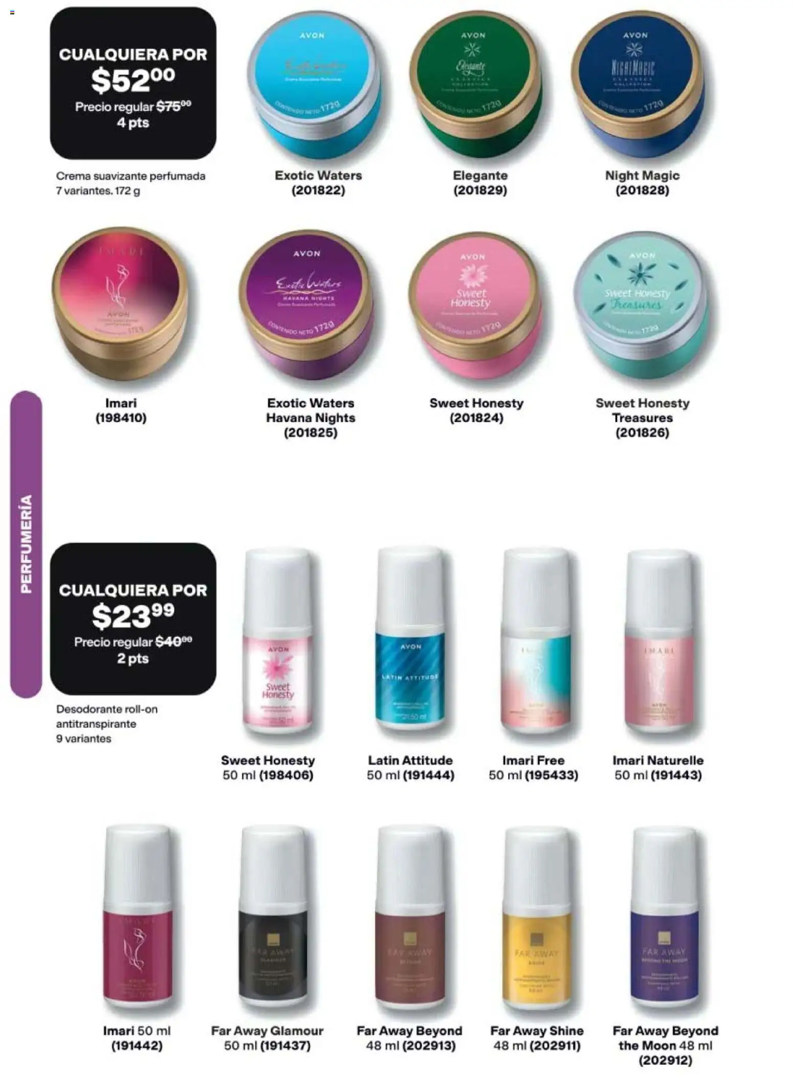 Nuevas ofertas de AVON válidas en toda la República Mexicana desde el 21/08/2026. ¡Encuentra las mejores ofertas en AVON campaña 13 2026! | Página: 106 | Productos: Desodorante, Antitranspirante, Crema, Suavizante