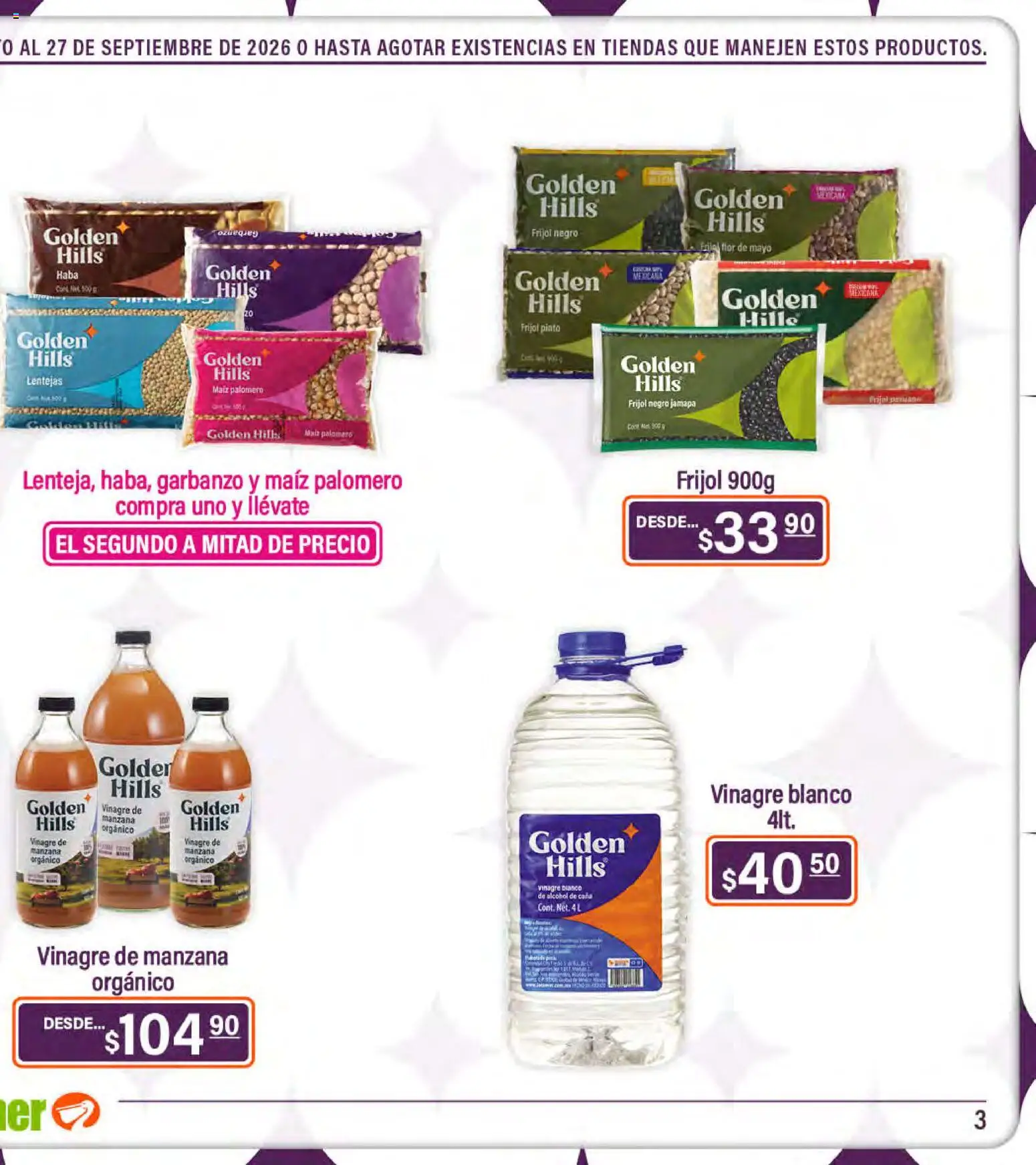 Nuevas ofertas de La Comer válidas en toda la República Mexicana desde el 28/08/2026. ¡Encuentra las mejores ofertas en La Comer folleto Golden Hills! | Página: 5 | Productos: Lentejas, Manzana, Vinagre blanco, Alcohol