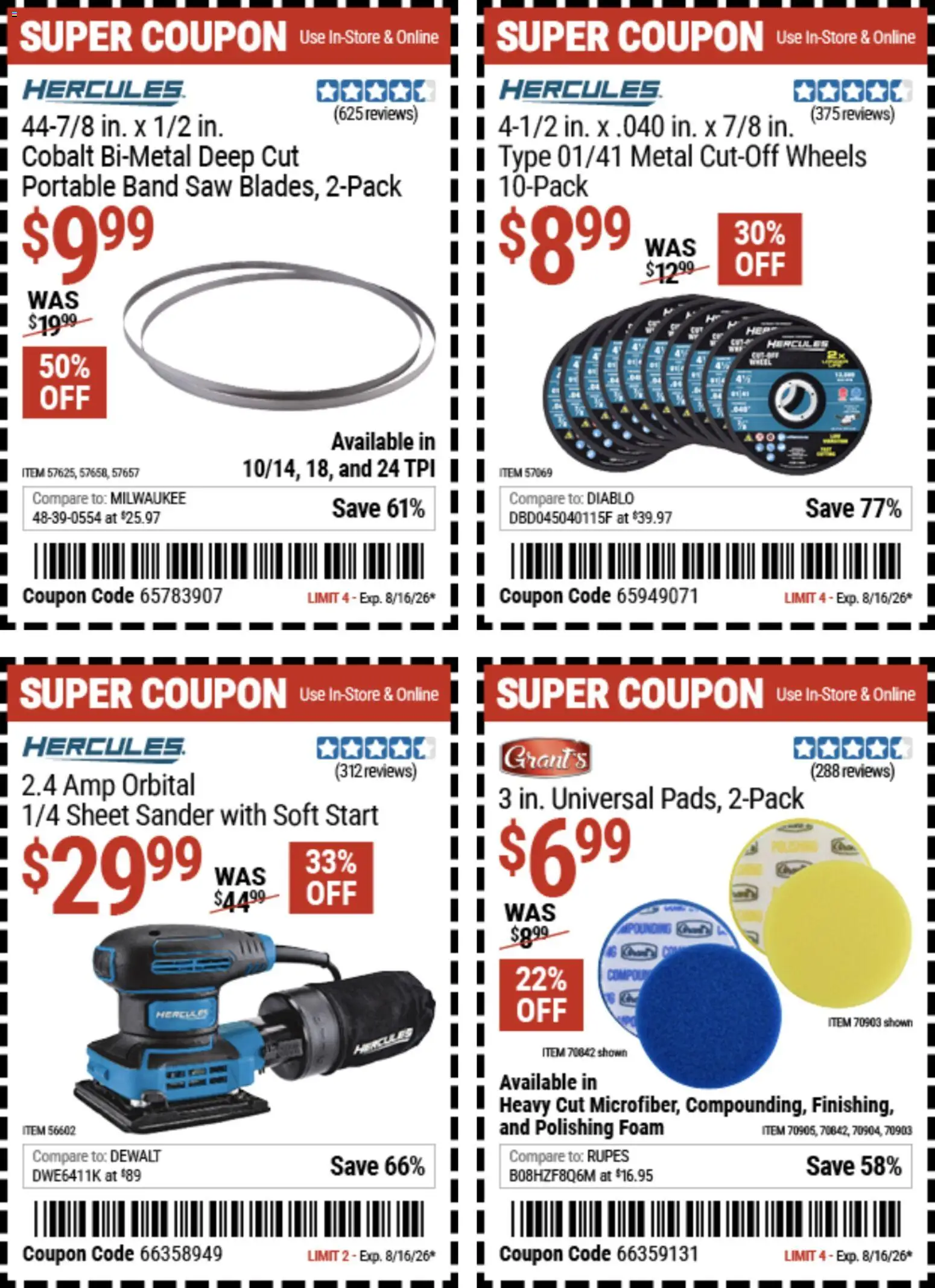 Harbor Freight Weekly Ad - valid from 08/03/2026 | Page: 10 | Products: Saw, Sander, Band Saw, Sheet