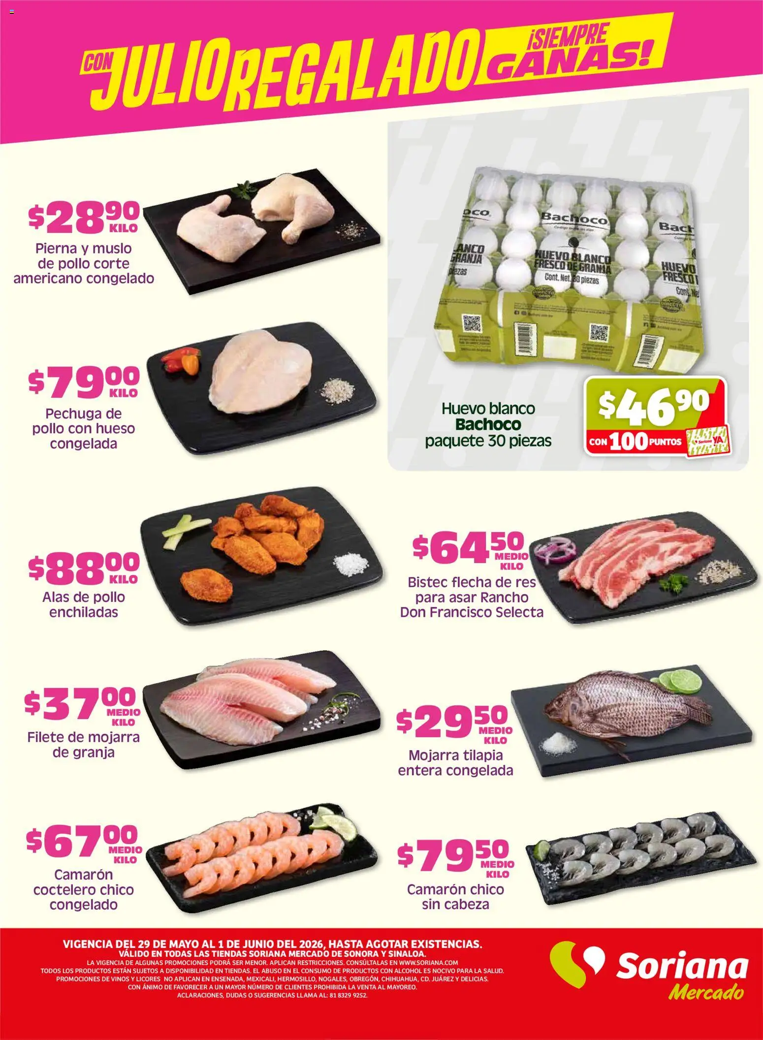 Nuevas ofertas de Soriana válidas en toda la República Mexicana desde el 29.05.2026. ¡Encuentra las mejores ofertas en Soriana Fin de Semana Mercado: Son y Sin! | Página: 2 | Productos: Pollo, Huevo, Res
