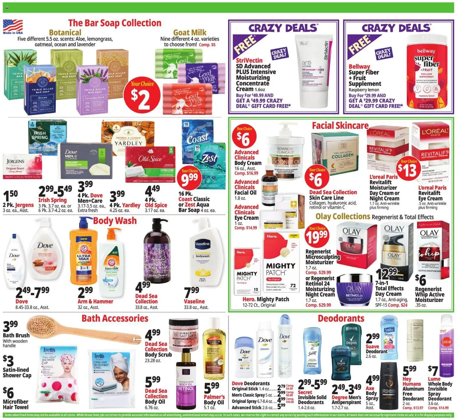 Ocean State Job Lot Weekly Ad - valid from 07/09/2026 | Page: 12 | Products: Shower, Deodorant, Cream, Bar Soap