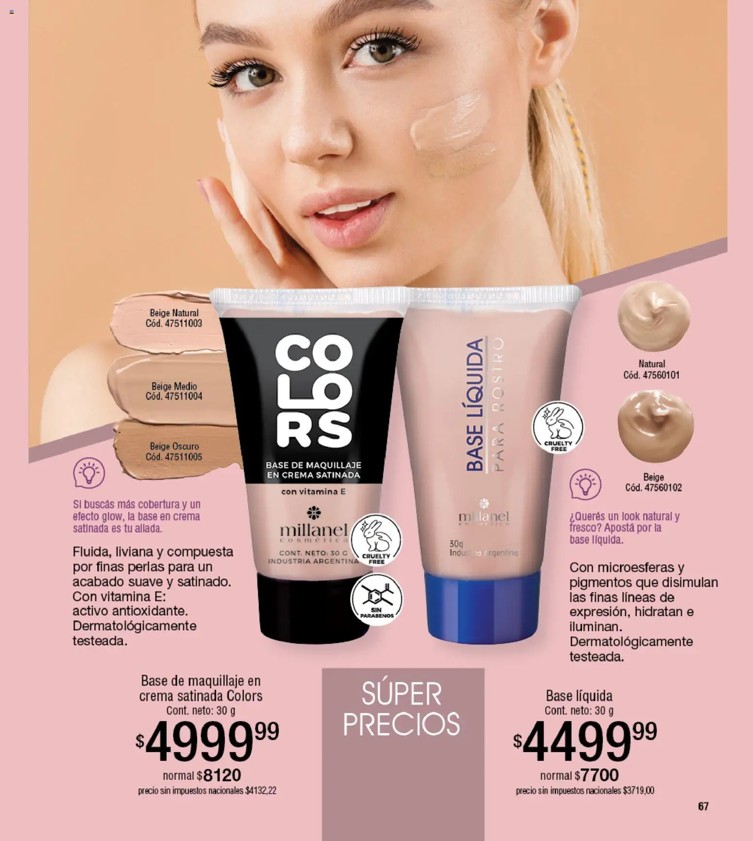 Millanel - Catálogo │ válido desde el 30/03/2026 | Página: 67 | Productos: Base de maquillaje, Maquillaje, Crema