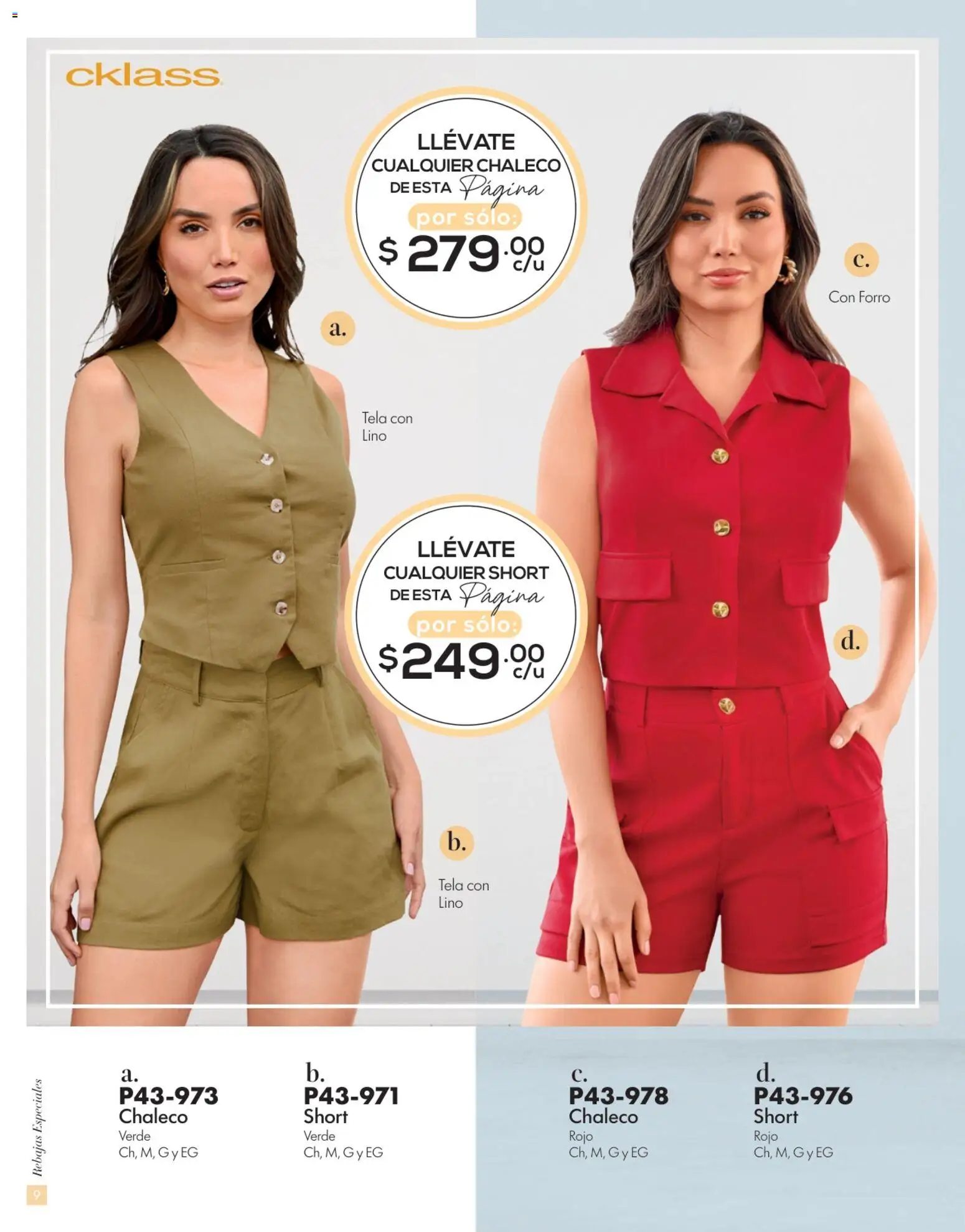 Nuevas ofertas de Cklass válidas en toda la República Mexicana desde el 15.06.2026. ¡Encuentra las mejores ofertas en Cklass catálogo Verano! | Página: 10 | Productos: Chaleco, Short