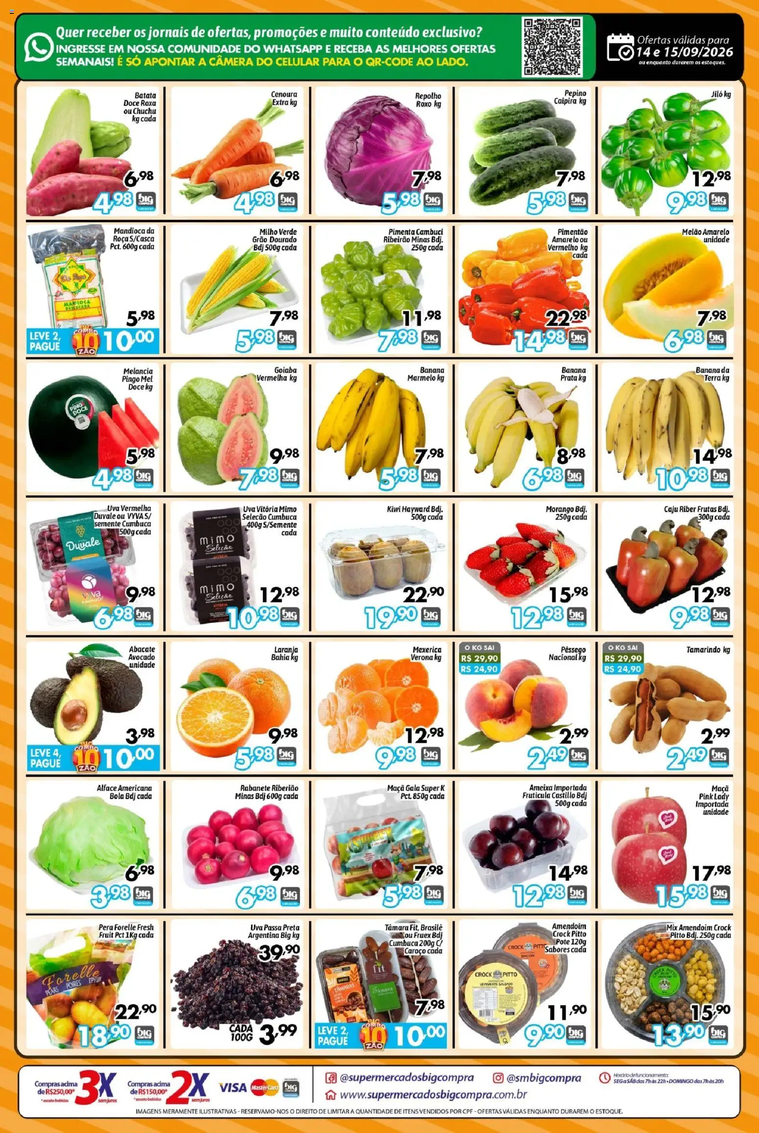 Big Compra Folheto - válido de 14/09/2026 | Página: 2 | Produtos: Melão amarelo, Jornais, Câmera, Ameixa