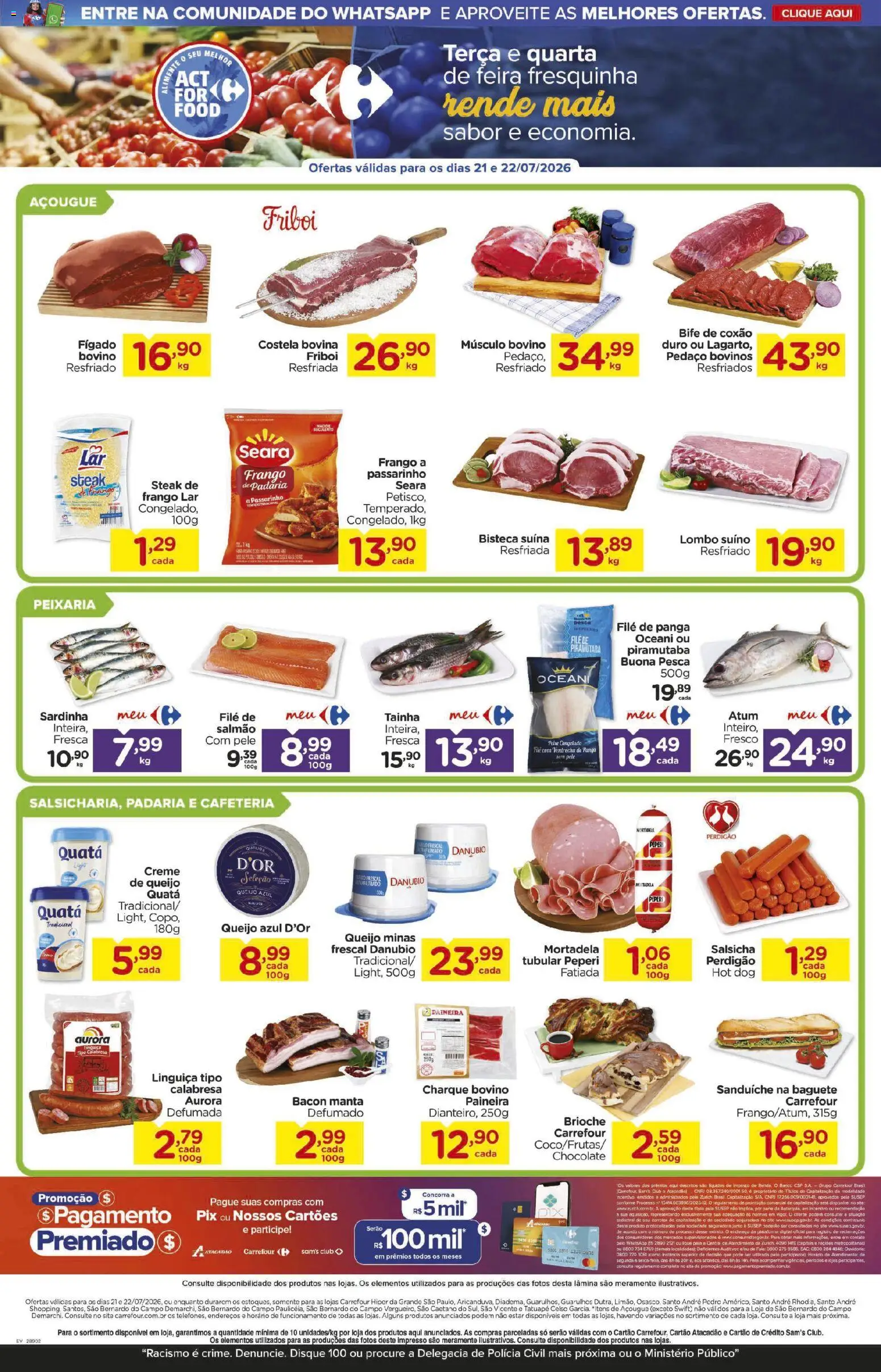 Carrefour Folheto - válido de 21/07/2026 | Página: 2 | Produtos: Lombo, Chocolate, Sanduíche, Creme
