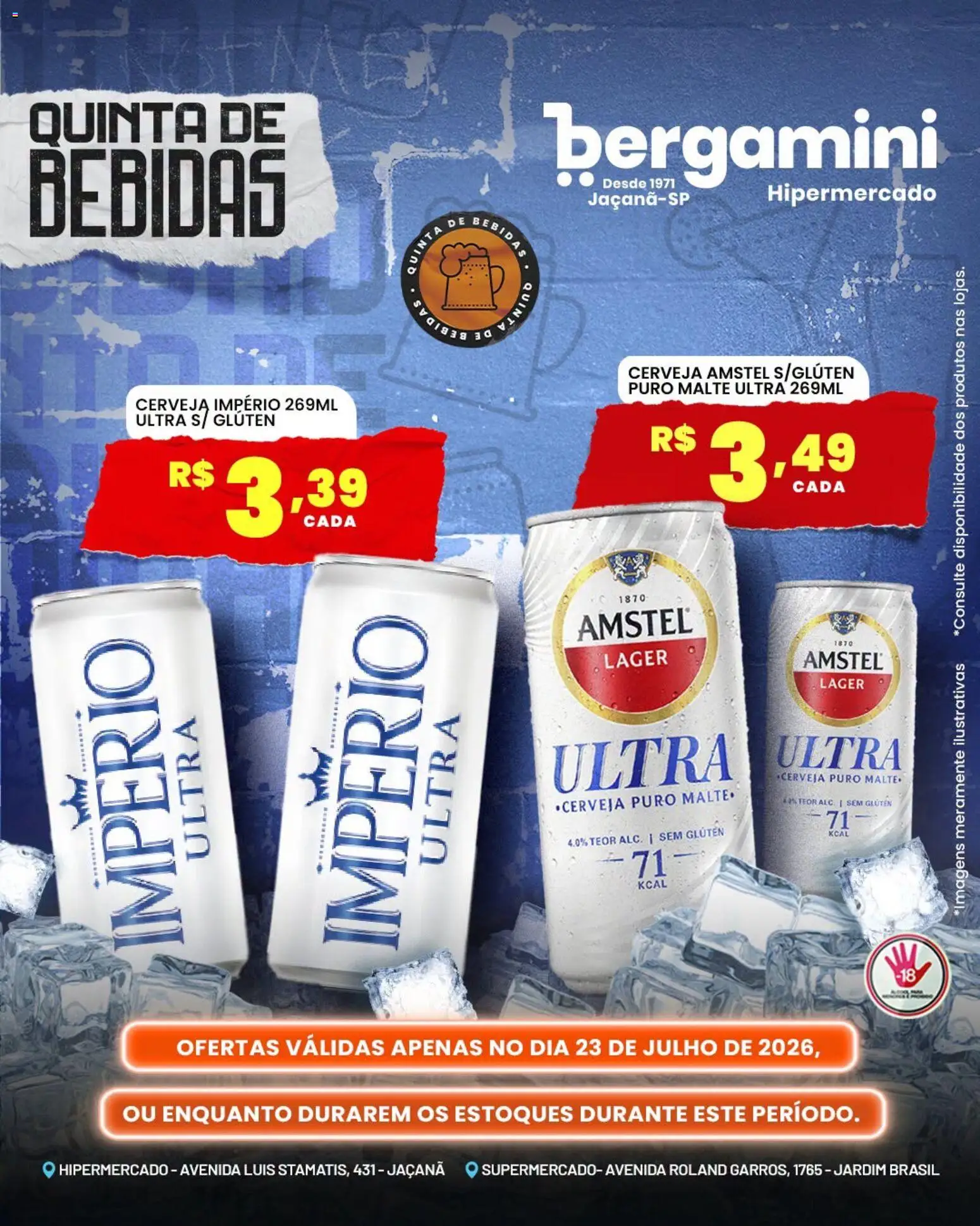 Supermercado Bergamini Folheto - válido de 23/07/2026 | Página: 7 | Produtos: Cerveja, Império 269ml