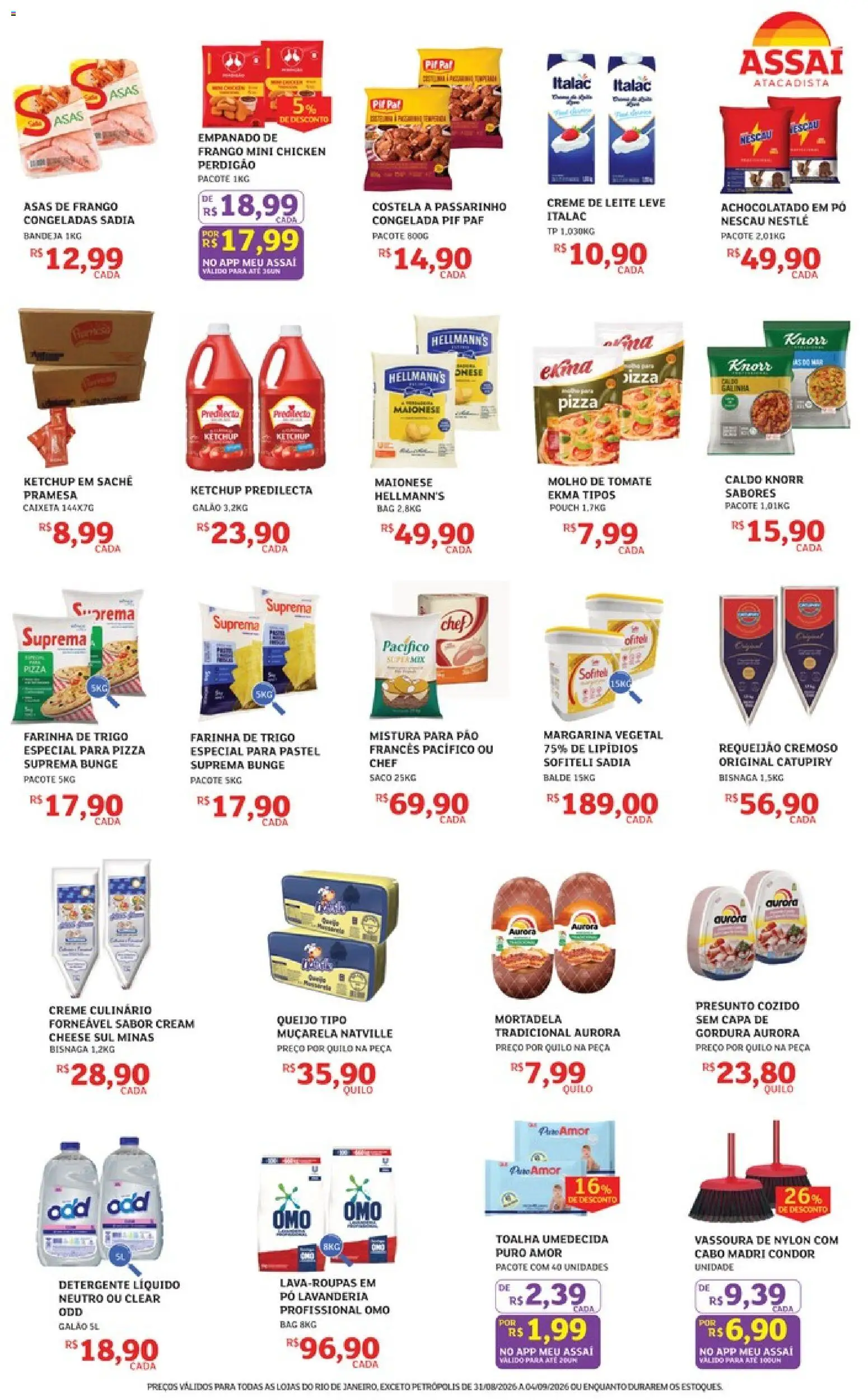 Assaí Atacadista Folheto - válido de 31/08/2026 | Página: 3 | Produtos: Farinha, Creme de leite, Cabo, Balde