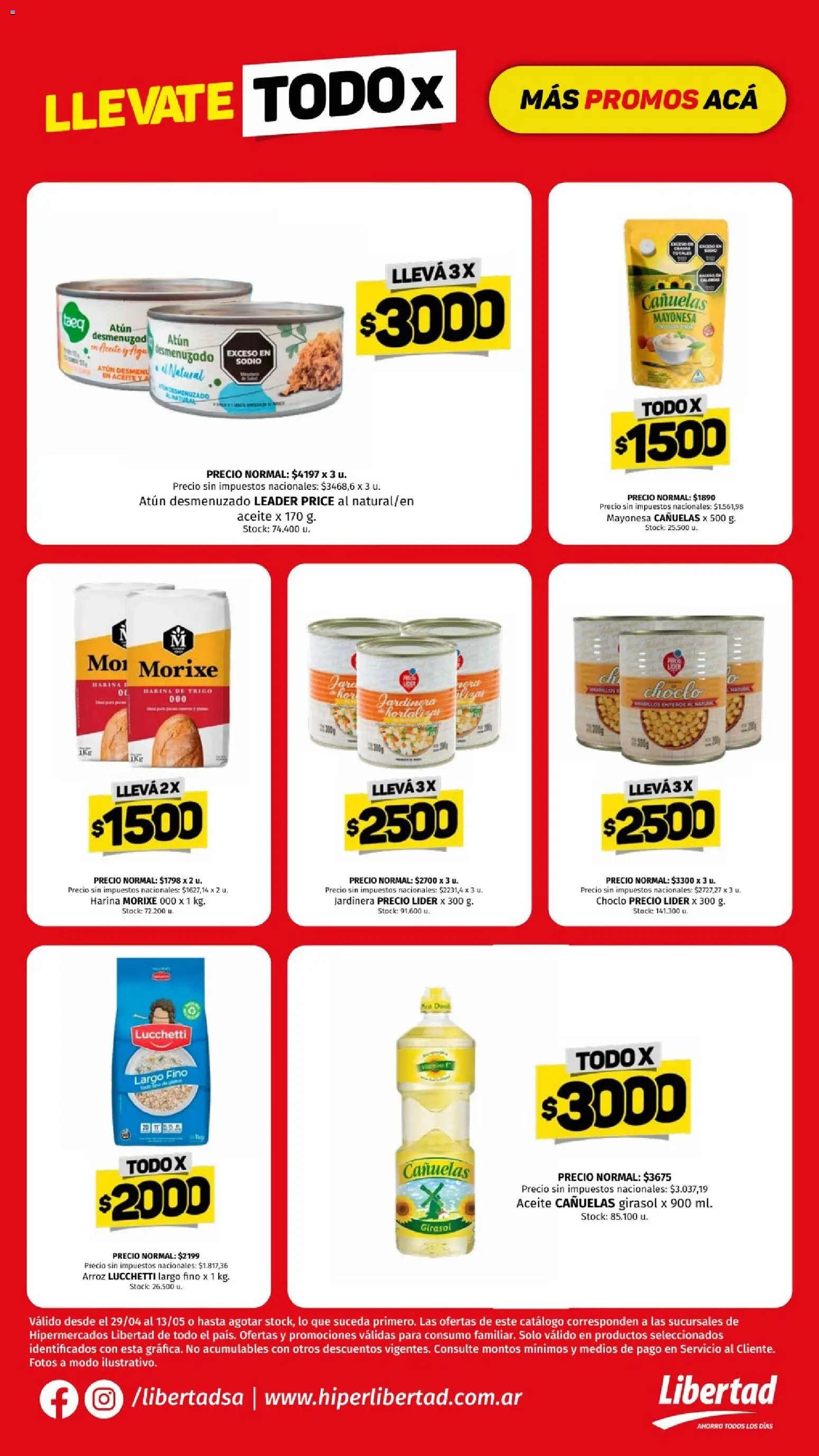 Hipermercado Libertad - TODO X sem 19 │ válido desde el 29.04.2026 | Página: 2 | Productos: Choclo, Aceite, Atún, Arroz