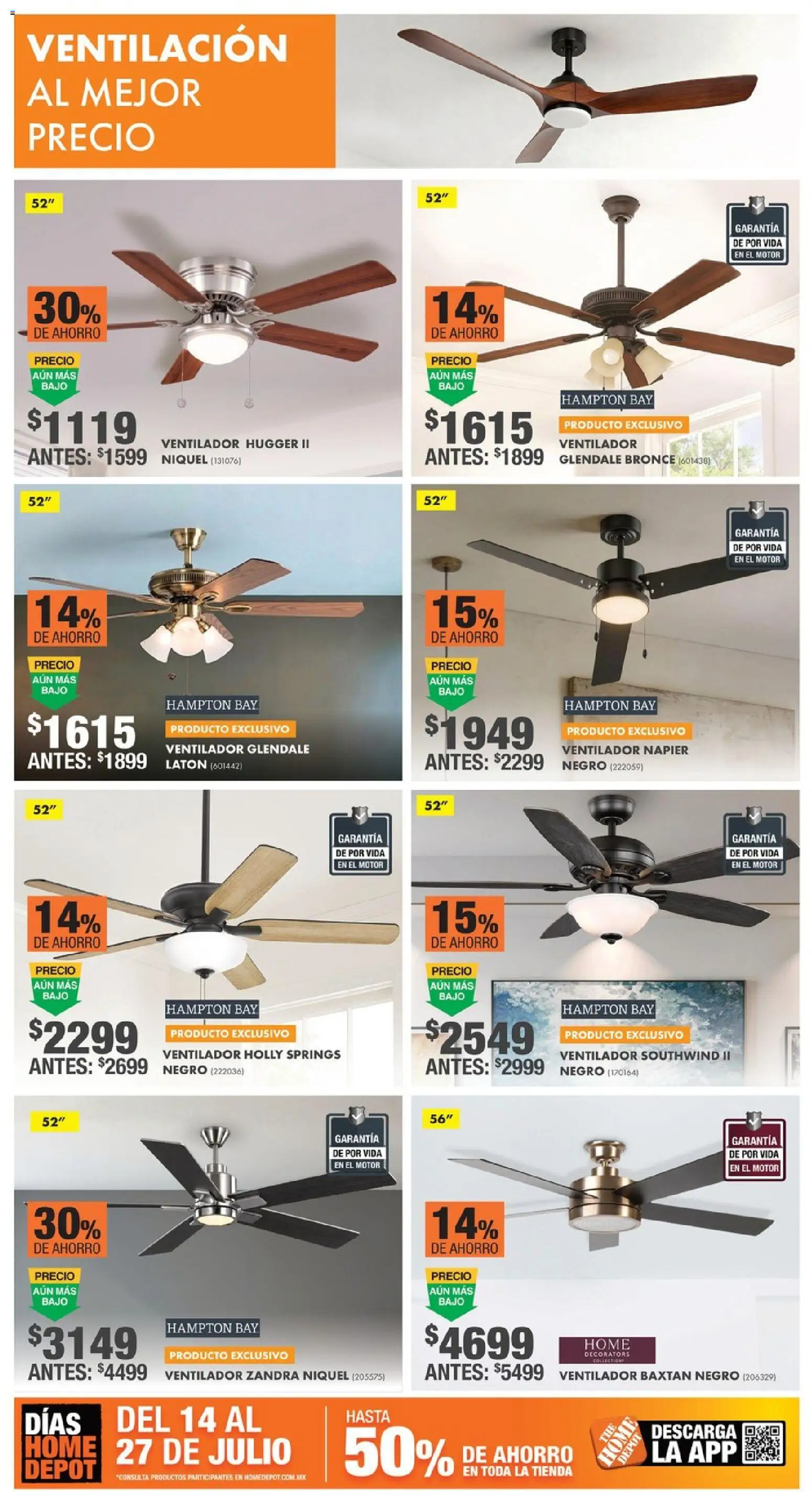 Nuevas ofertas de Home Depot válidas en toda la República Mexicana desde el 14/07/2026. ¡Encuentra las mejores ofertas en Home Depot catálogo! | Página: 16 | Productos: Ventilador