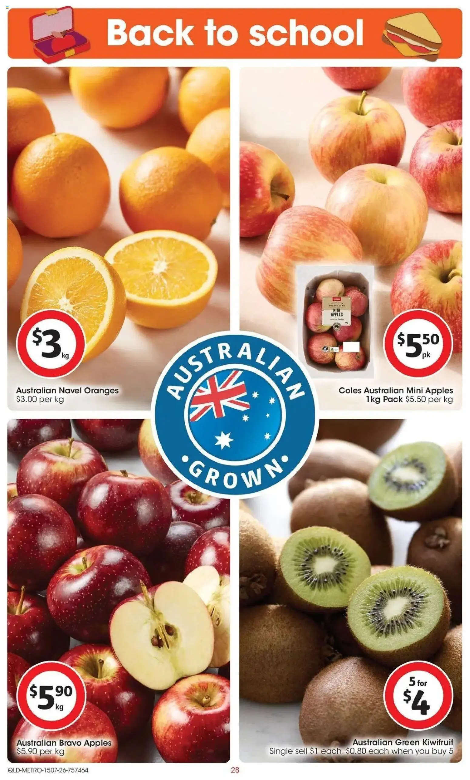Coles catalogue - valid from 15/07/2026 | Page: 28 | Products: Apples, Oranges, Kiwifruit