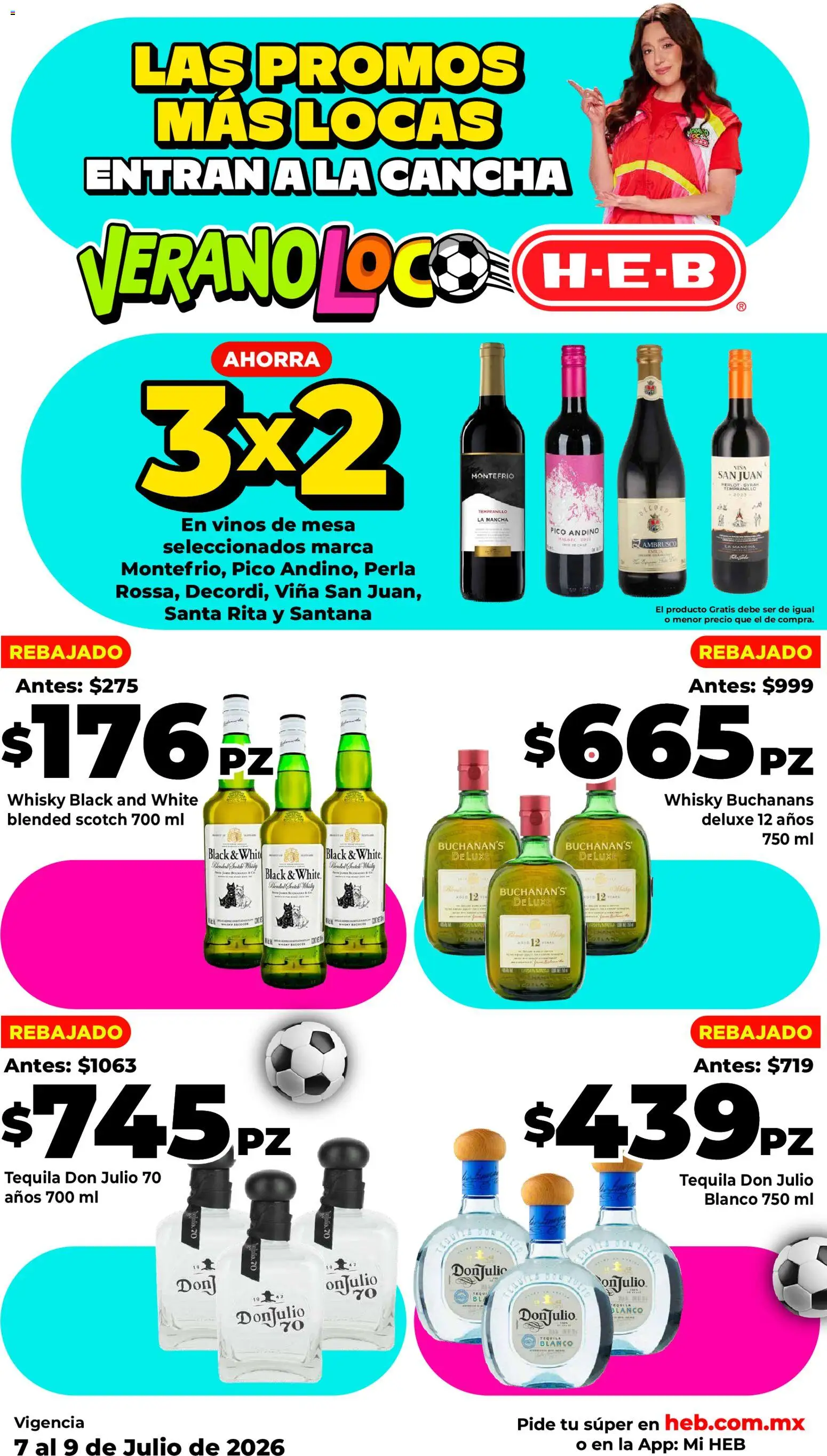 Nuevas ofertas de H-E-B válidas en toda la República Mexicana desde el 07/07/2026. ¡Encuentra las mejores ofertas en H-E-B folleto Las promos más locas! | Página: 2 | Productos: Tequila, Pico, Mesa, Whisky