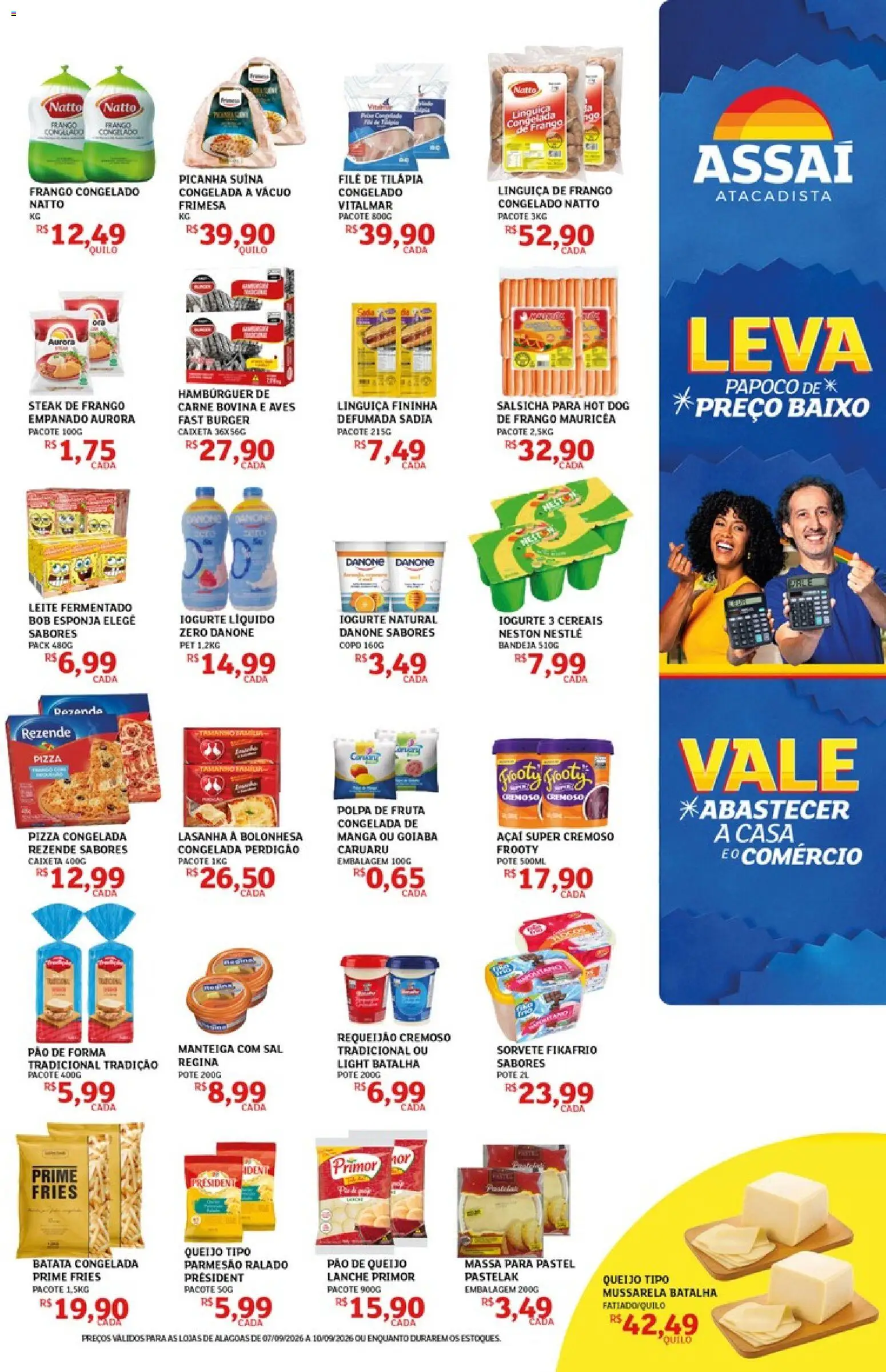 Assaí Atacadista Folheto - válido de 07/09/2026 | Página: 3 | Produtos: Pizza congelada, Manteiga, Parmesão, Baixo