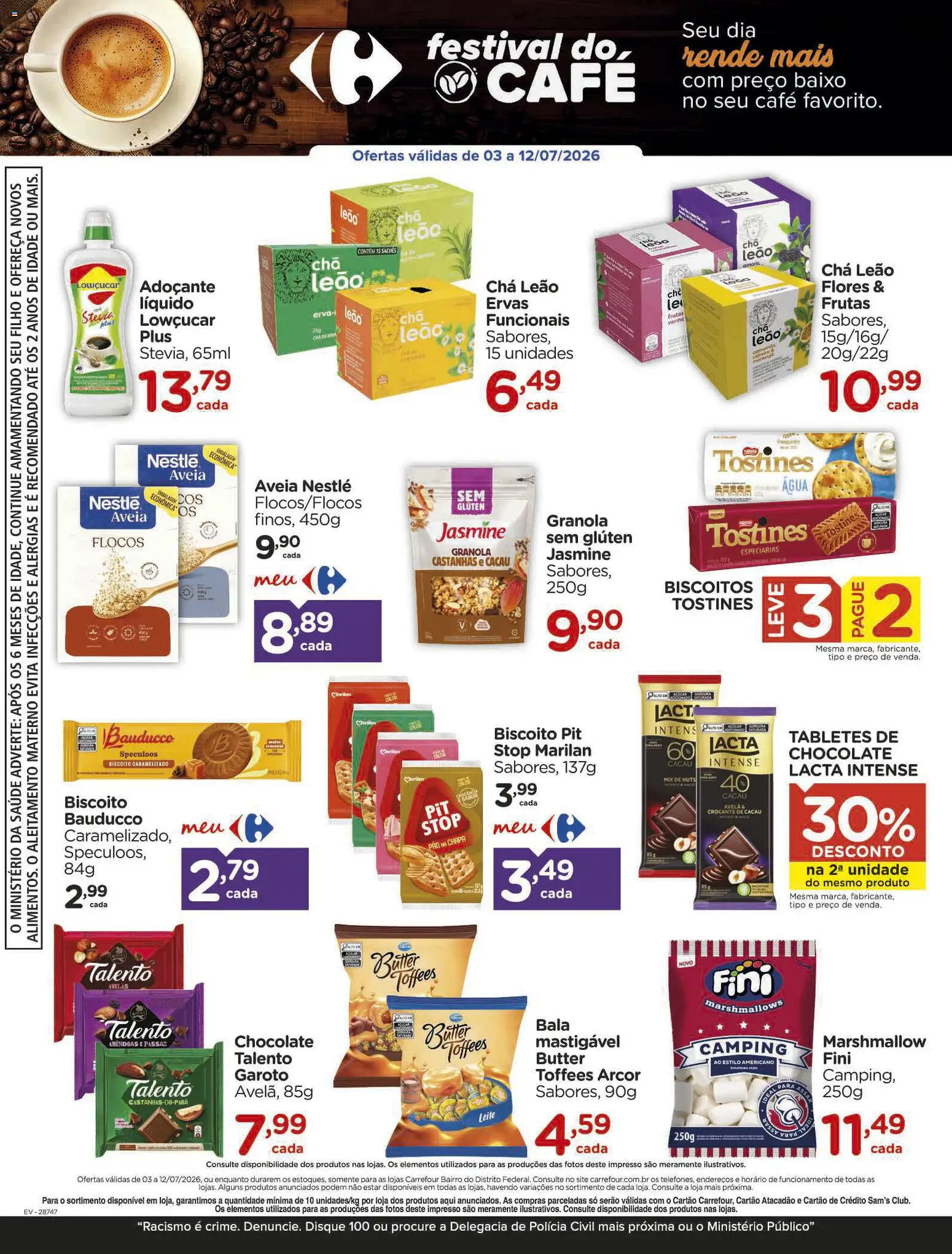 Carrefour Bairro Folheto - válido de 03/07/2026 | Página: 6 | Produtos: Adoçante, Chá, Aveia, Bala