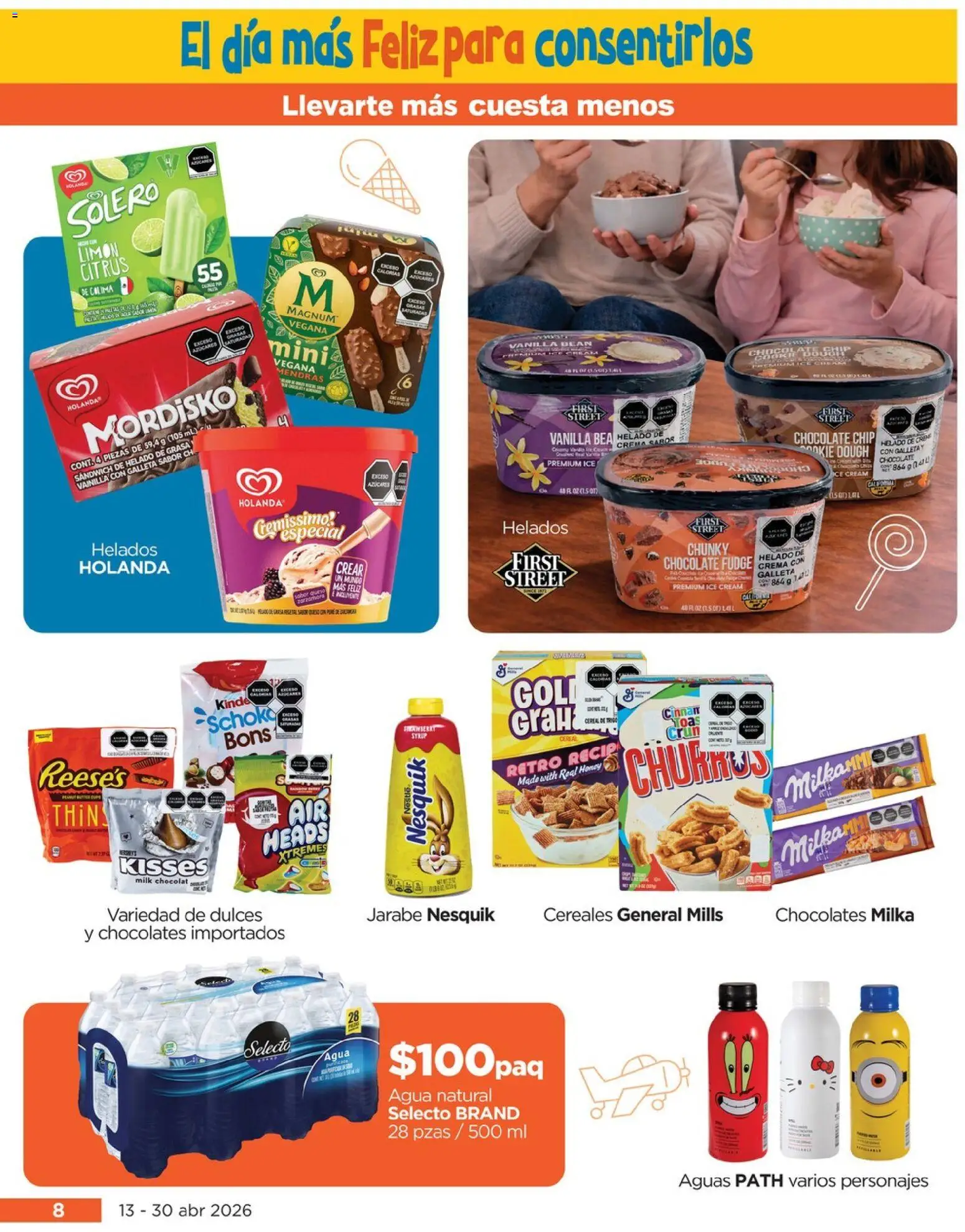 Nuevas ofertas de Chedraui válidas en toda la República Mexicana desde el 13/04/2026. ¡Encuentra las mejores ofertas en Chedraui folleto! | Página: 8 | Productos: Crema, Agua, Dulces, Helado