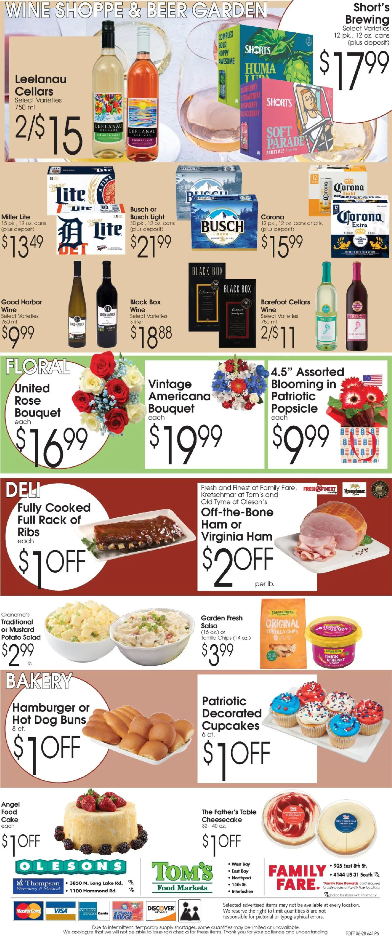 Family Fare Ad - valid from 06/28/2026 | Page: 6 | Products: Ham, Shorts, Salad, Cheesecake