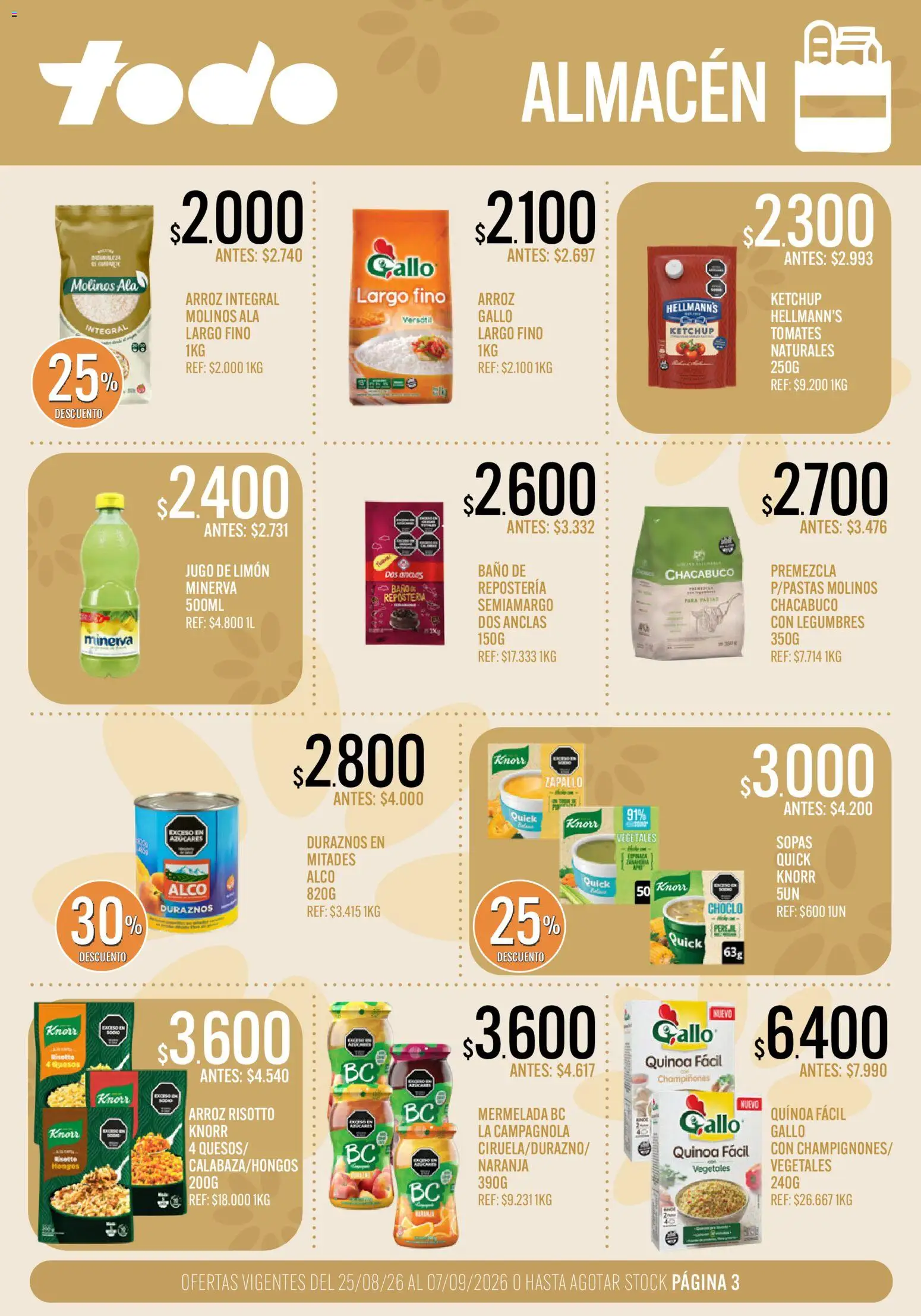 Supermercados TODO - Ofertas │ válido desde el 25/08/2026 | Página: 3 | Productos: Legumbres, Choclo, Ketchup, Champiñones