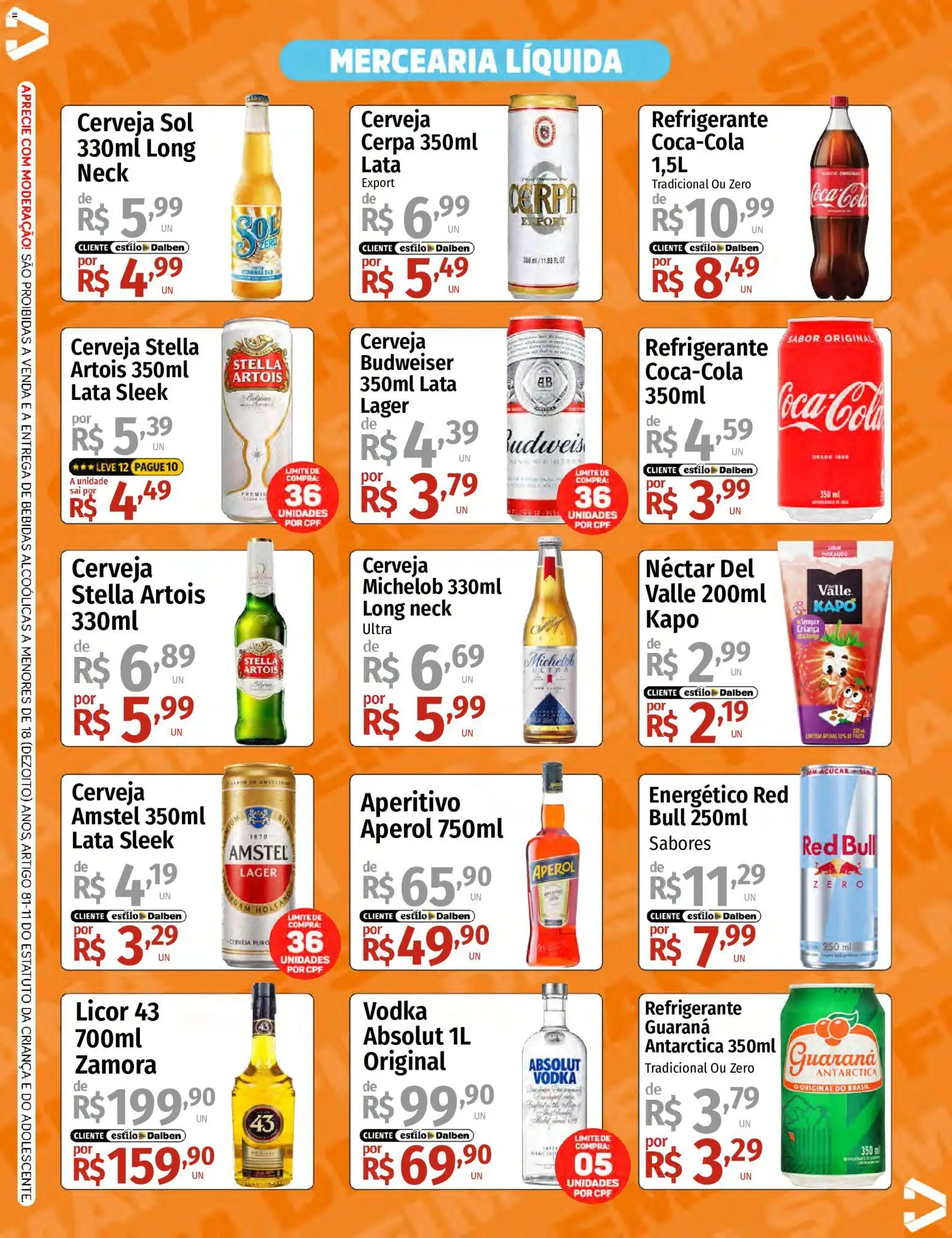 Supermercado Dalben Folheto - válido de 28/08/2026 | Página: 3 | Produtos: Energético Red Bull, Guaraná, Cerveja, Refrigerante
