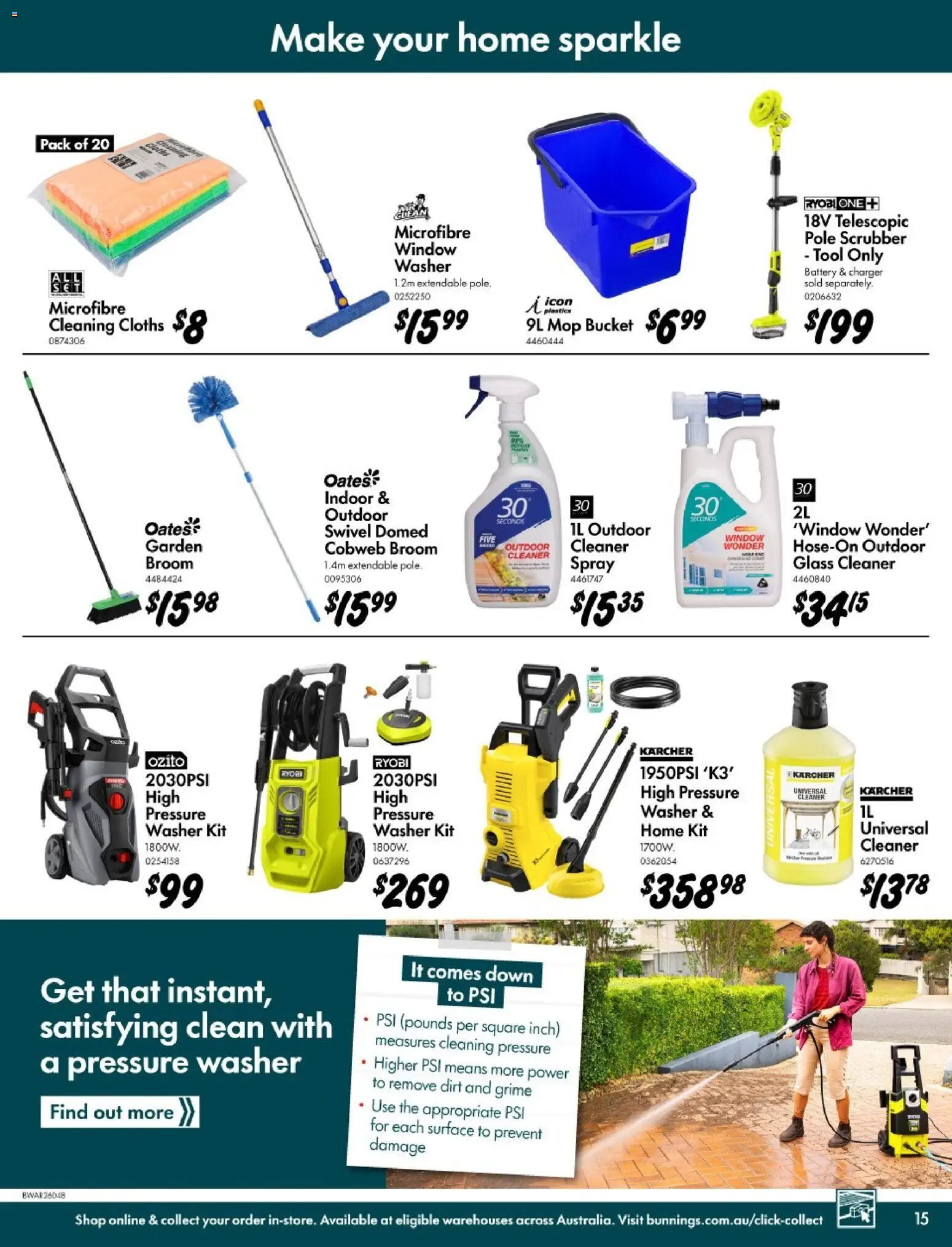Bunnings Warehouse catalogue - valid from 11.03.2026 | Page: 15 | Products: Battery, Mop, Cleaner, Window