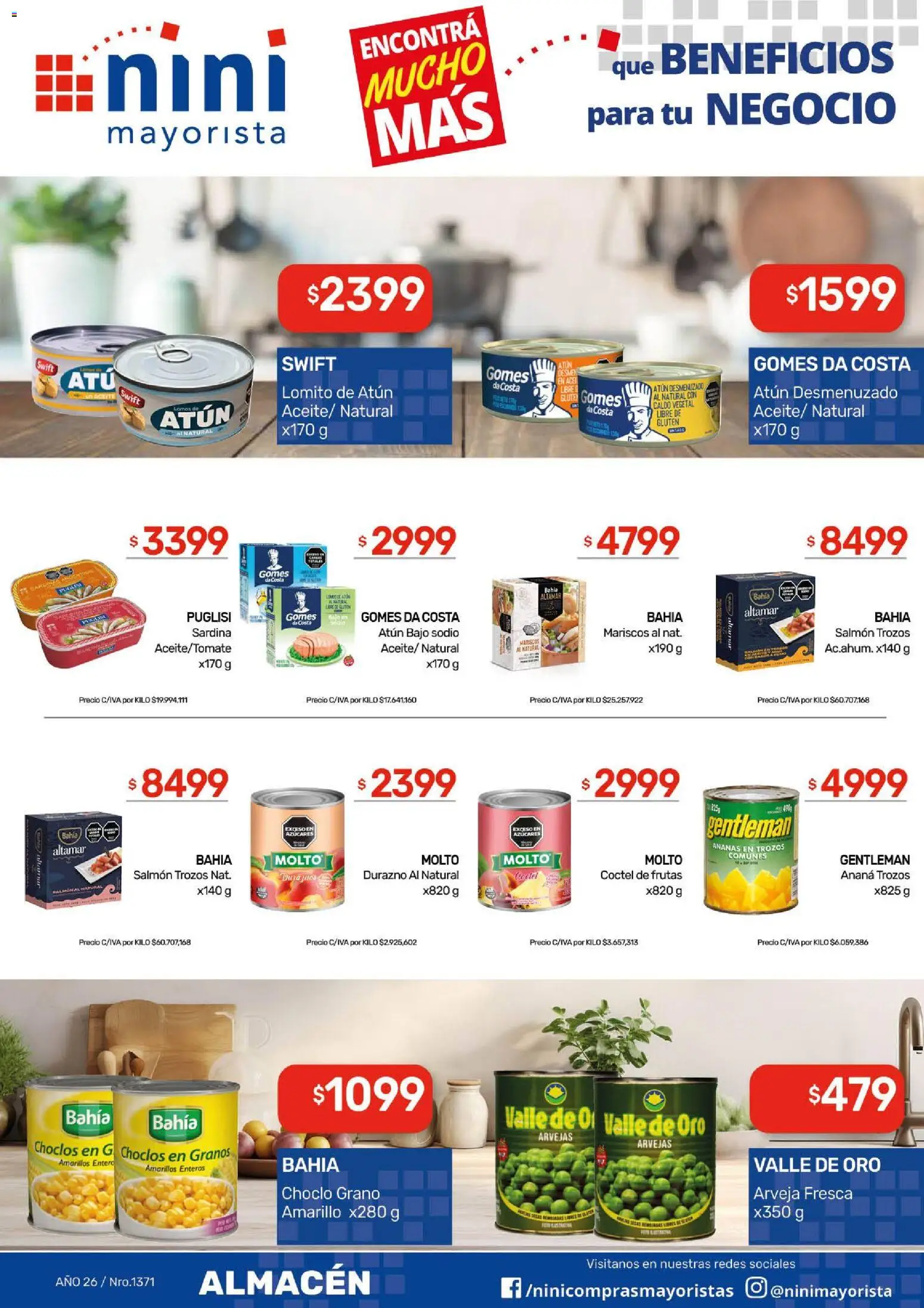 NINI Mayorista ofertas │ válido desde el 03/08/2026 | Página: 26 | Productos: Choclo, Durazno, Arvejas, Ananá