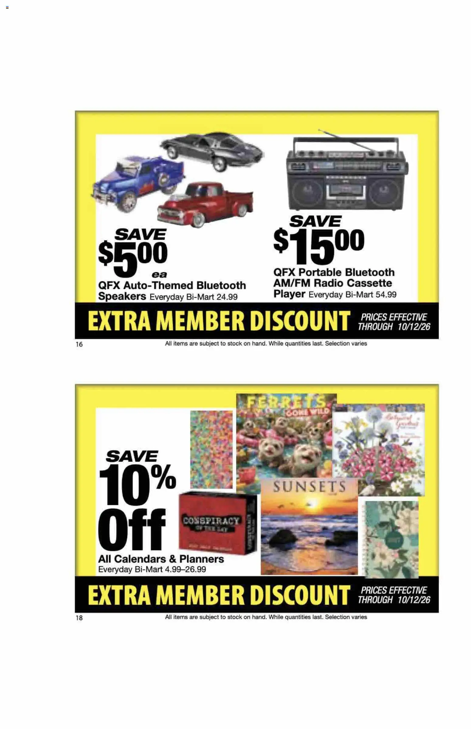 Bi-Mart Extra Member Discount Book - valid from 09/28/2026 | Page: 10 | Products: Radio, Player