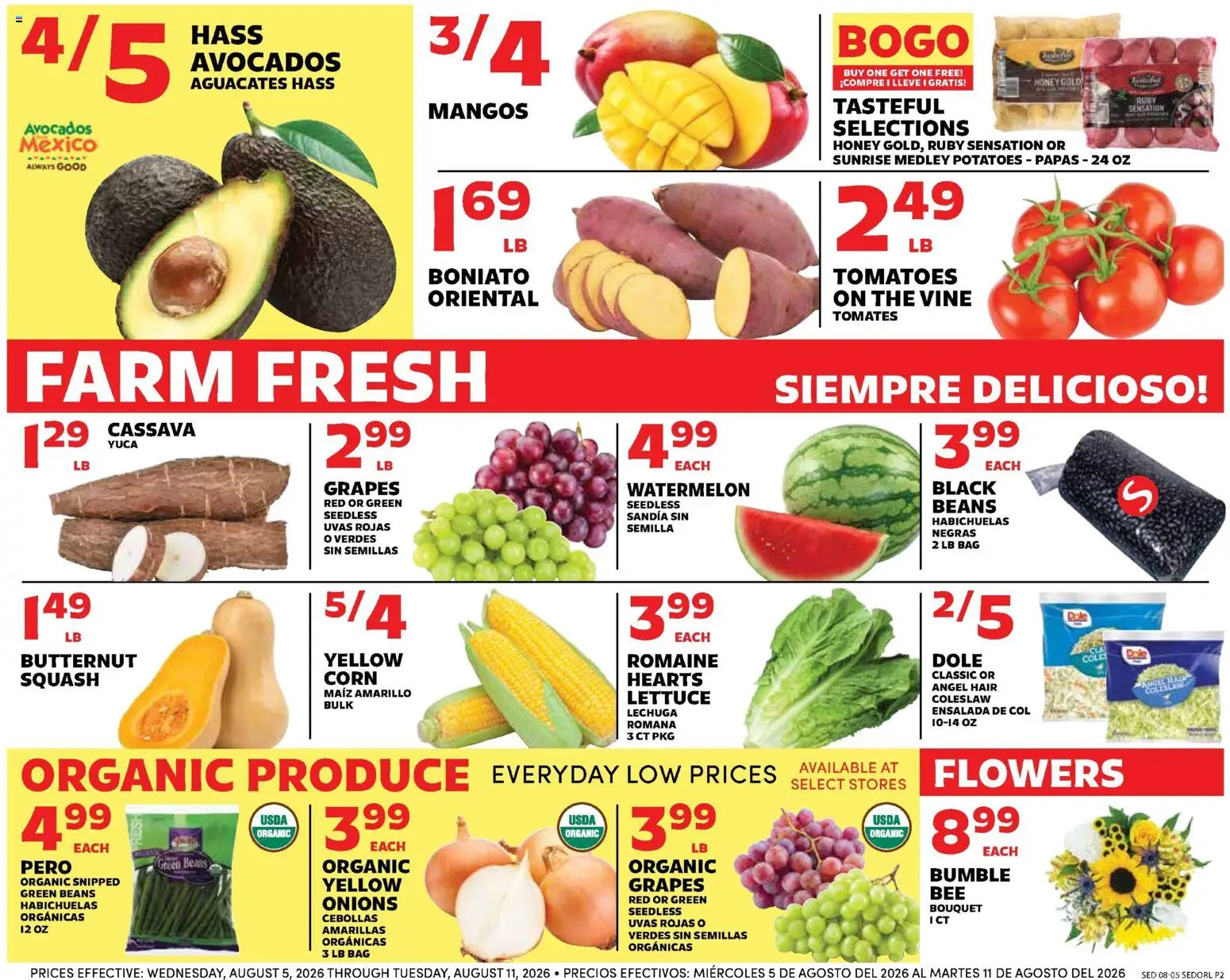 Sedano's Weekly Ad - valid from 08/05/2026 | Page: 2 | Products: Corn, Romaine, Honey, Beans