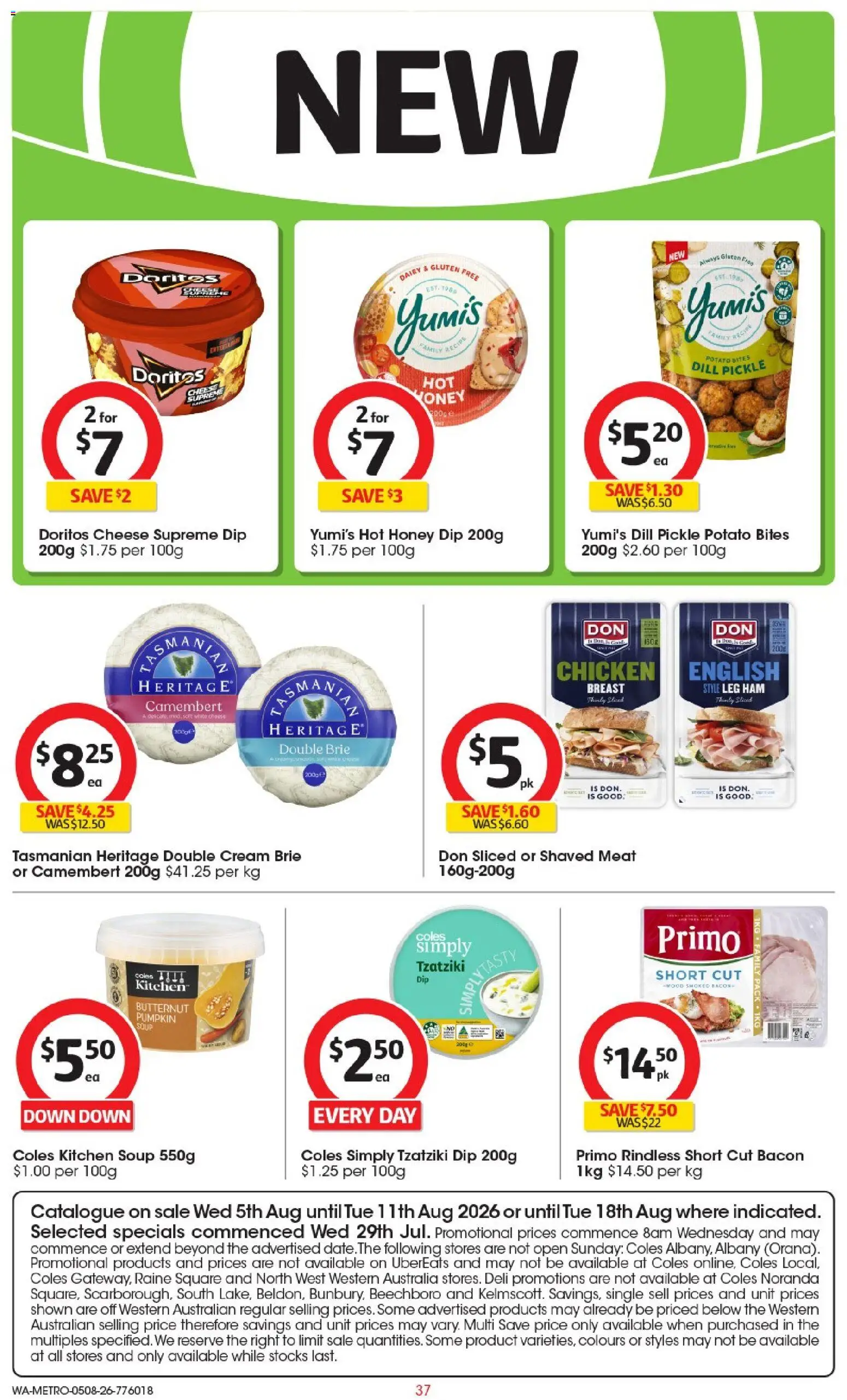 Coles catalogue - valid from 05/08/2026 | Page: 37 | Products: Cheese, Ham, Honey, Pumpkin