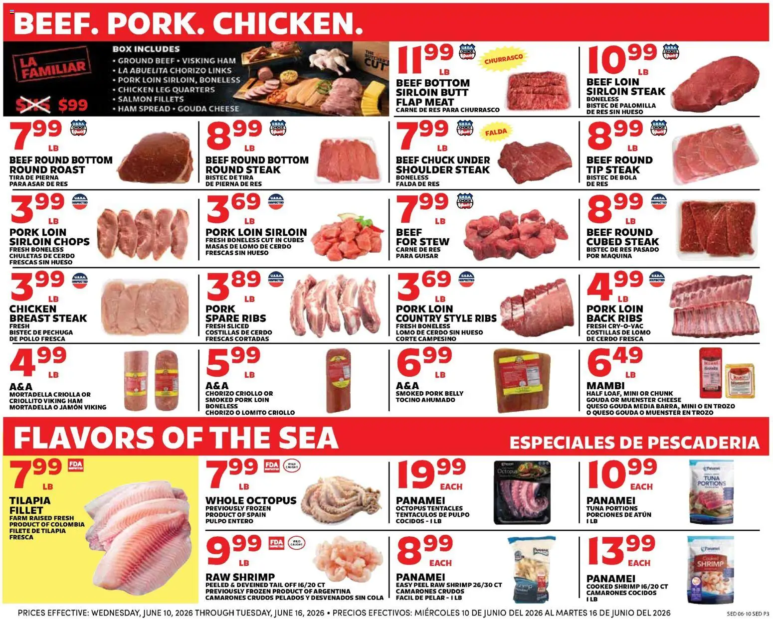 Sedano's Weekly Ad - valid from 10.06.2026 | Page: 3 | Products: Box, Ham, Pork, Beef