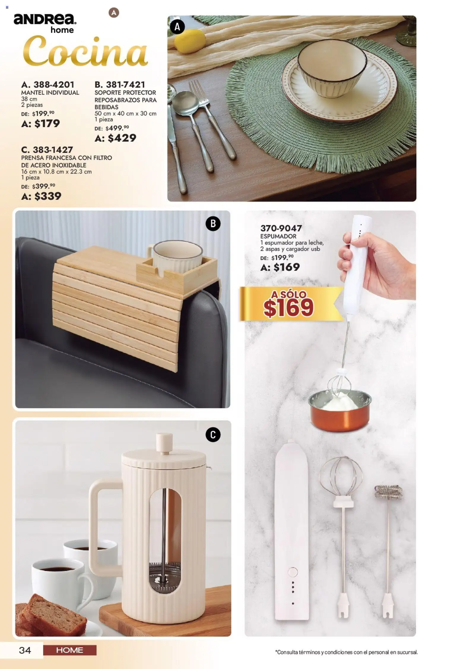 Nuevas ofertas de Andrea válidas en toda la República Mexicana desde el 21/06/2026. ¡Encuentra las mejores ofertas en Andrea catálogo Lo mejor para tu hogar! | Página: 34 | Productos: Usb, Cargador, Cocina, Prensa