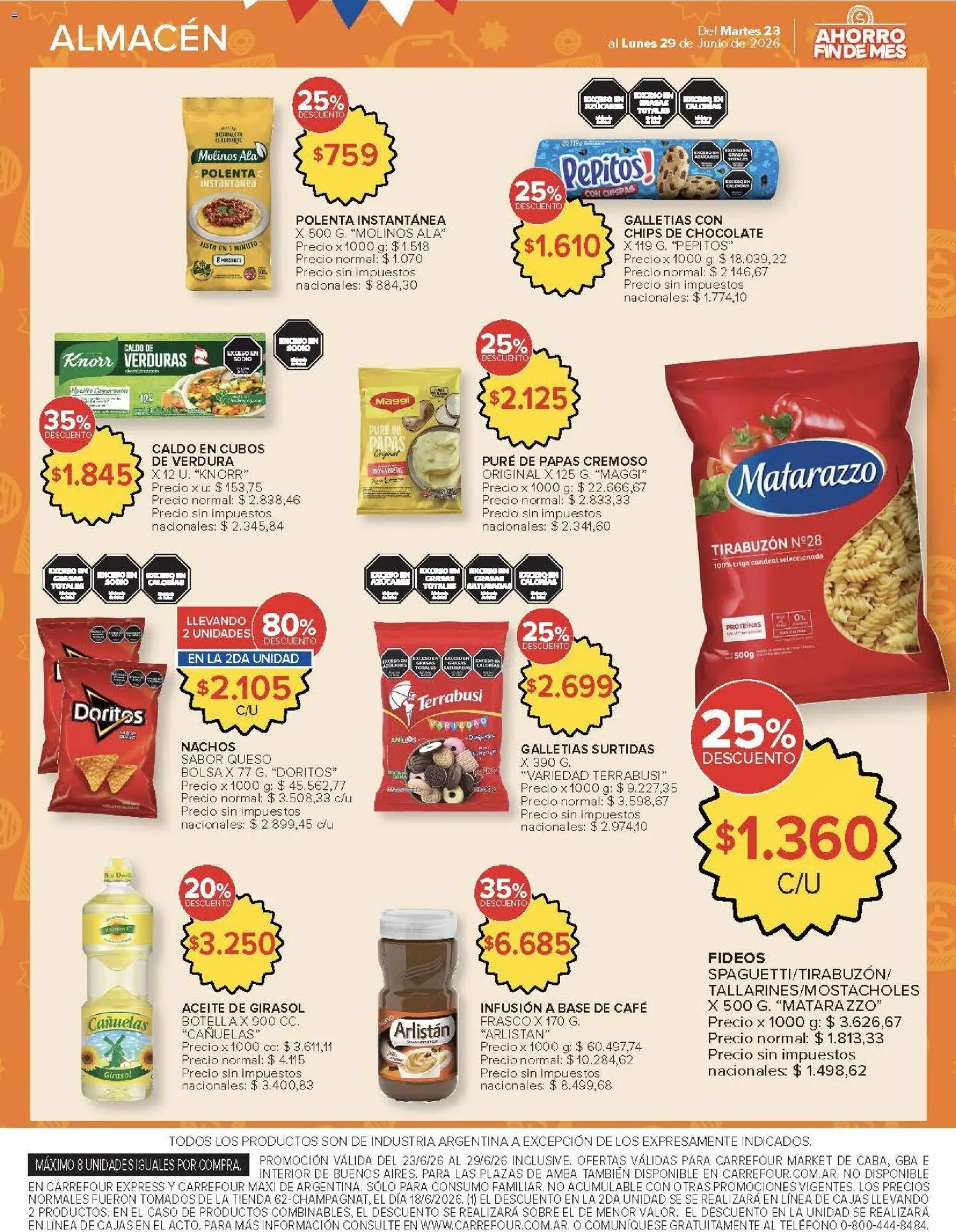 Carrefour Market catálogo │ válido desde el 23/06/2026 | Página: 8 | Productos: Teléfono, Bolsa, Aceite, Polenta