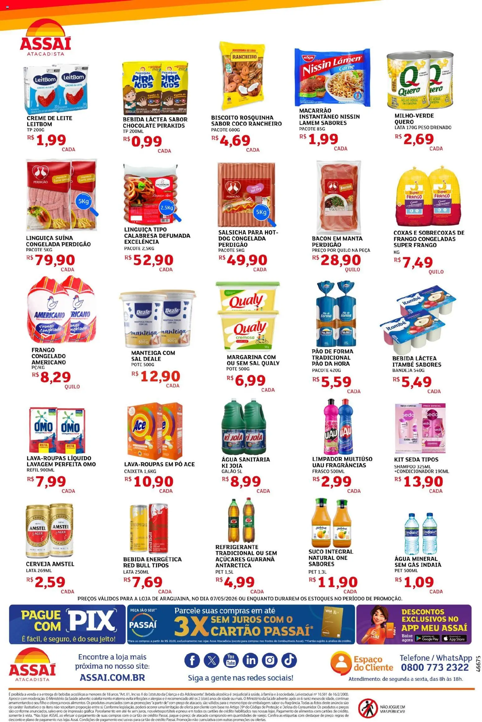 Assaí Atacadista Folheto - válido de 07.05.2026 | Página: 2 | Produtos: Leite, Base, Refrigerante, Frango