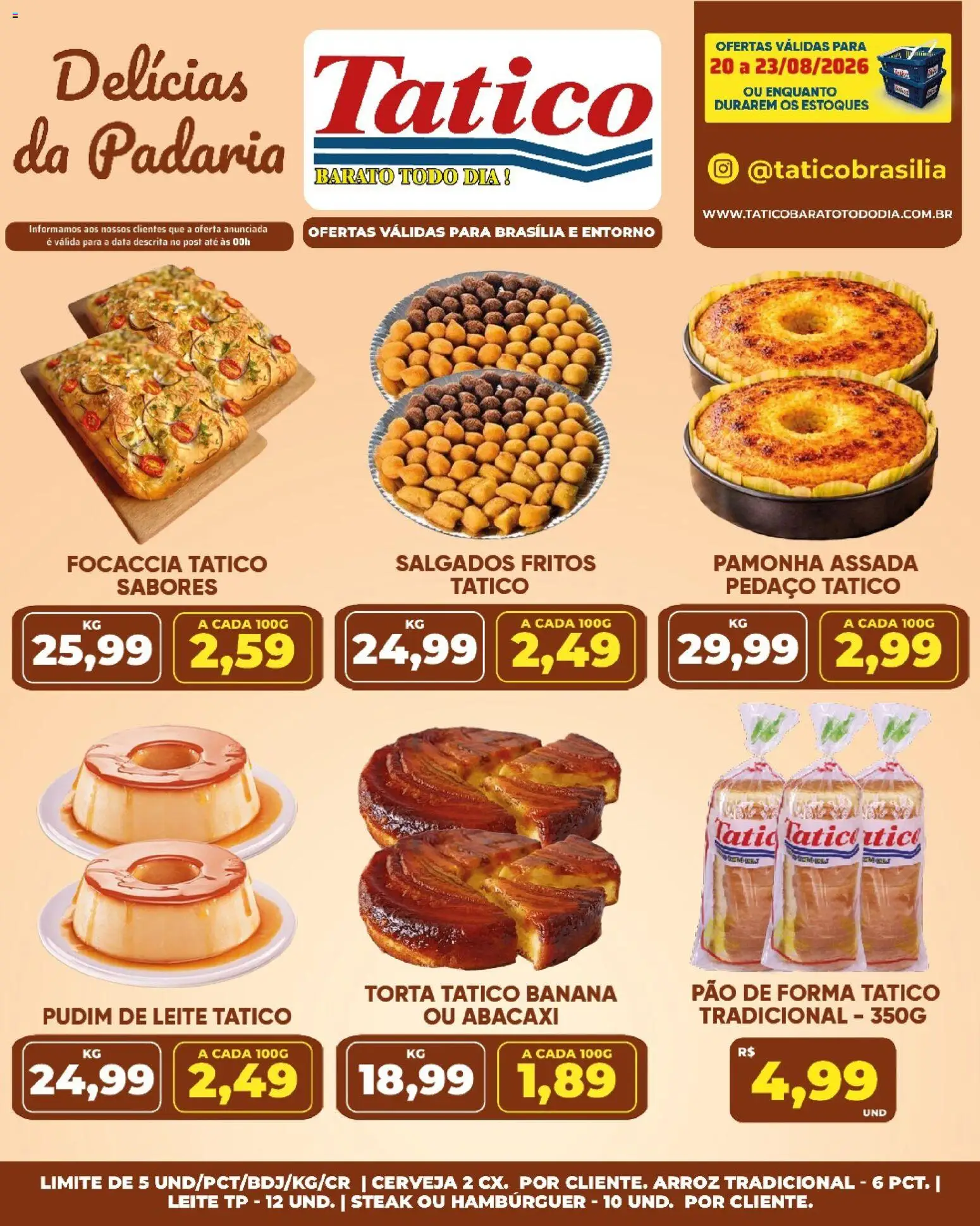 Tatico Folheto - válido de 20/08/2026 | Página: 18 | Produtos: Steak, Focaccia, Cerveja, Pão de forma