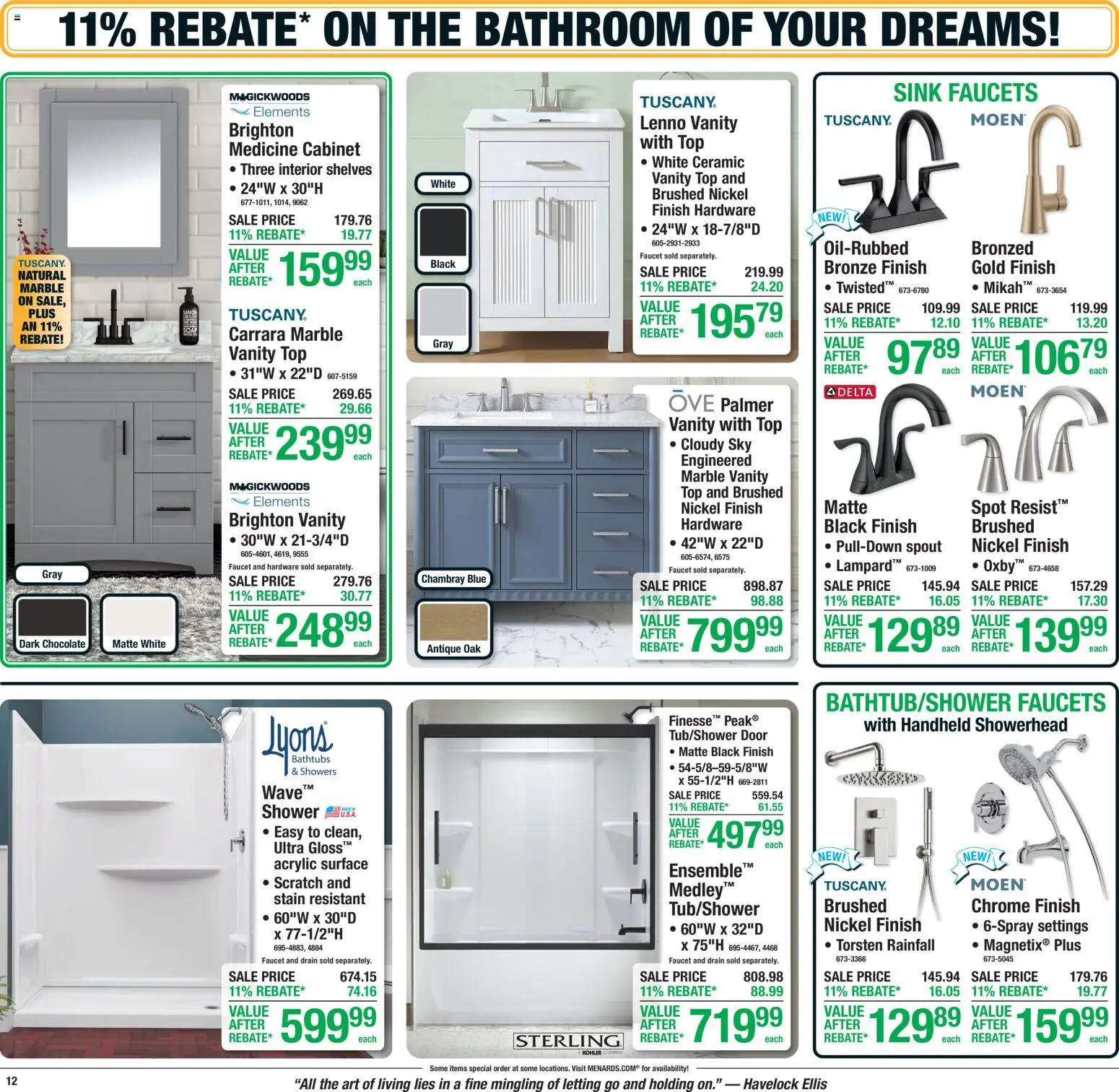 Menards Weekly Ad - valid from 10/01/2026 | Page: 18 | Products: Shower, Acrylic, Chocolate