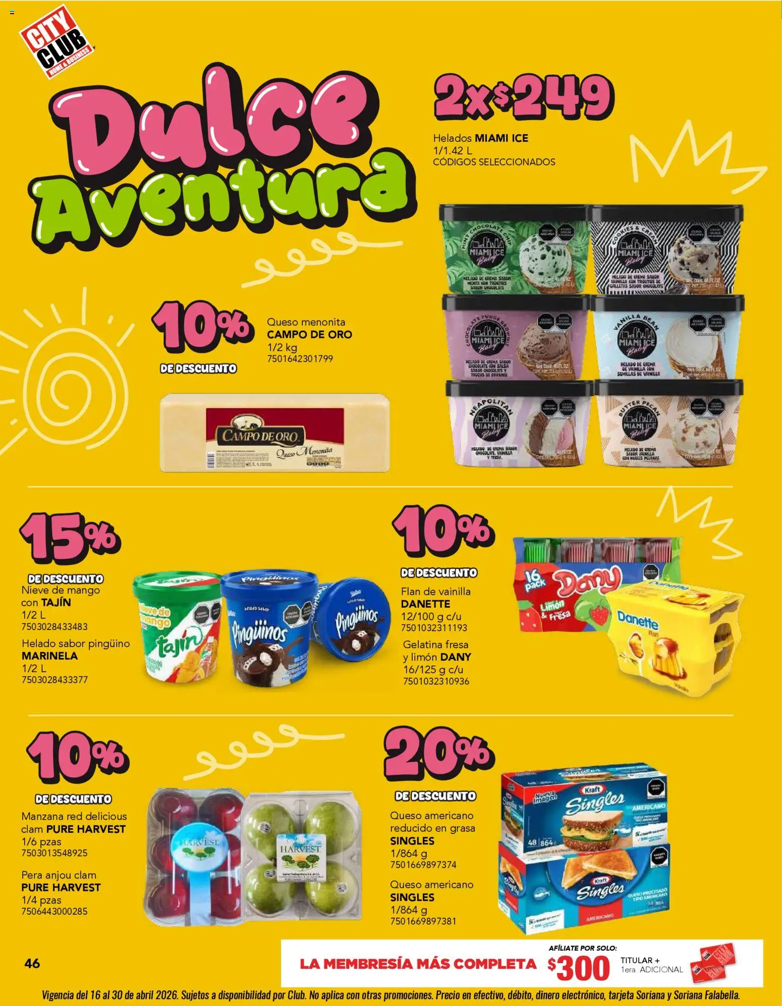 Nuevas ofertas de City Club válidas en toda la República Mexicana desde el 01.04.2026. ¡Encuentra las mejores ofertas en City Club catálogo! | Página: 46 | Productos: Fresa, Limón, Queso, Chocolate