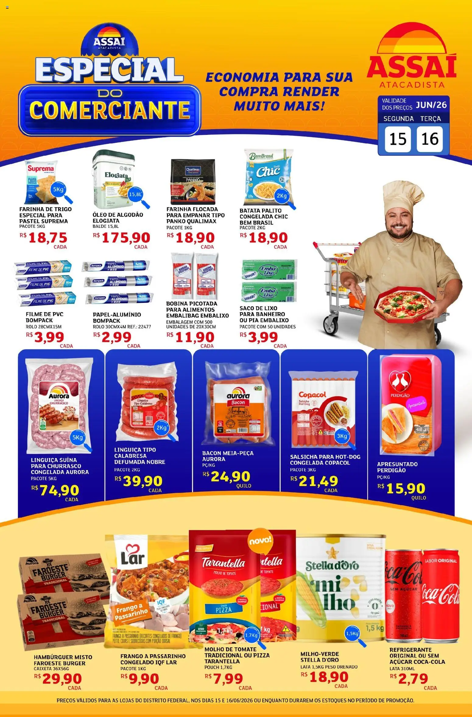 Assaí Atacadista Folheto - válido de 15.06.2026 | Página: 1 | Produtos: Molho de tomate, Farinha de trigo, Linguiça, Pia